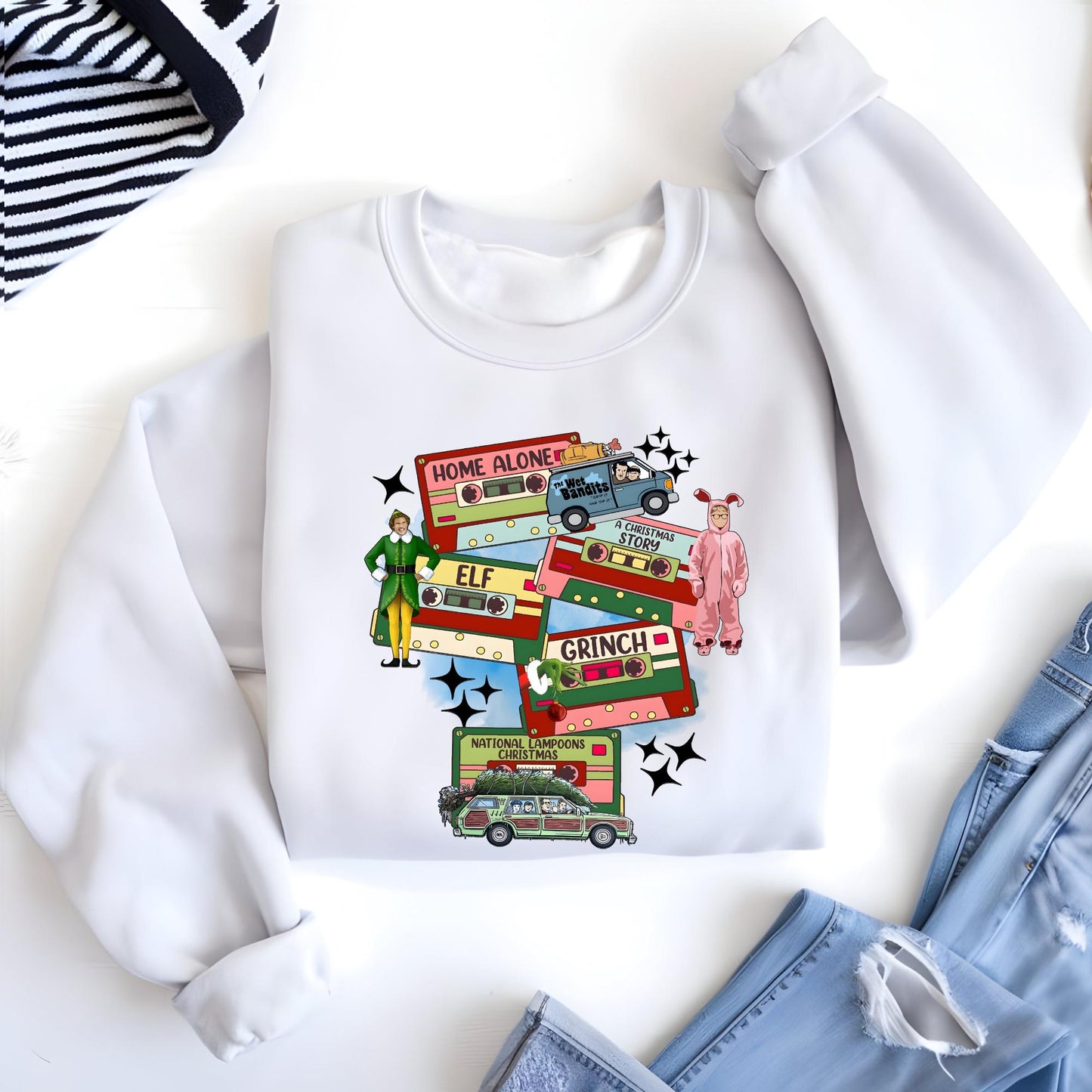 Christmas 90s Movies Sweatshirt, Nostalgic Christmas VHS Movies Sweater, Retro Christmas Movies Hoodie