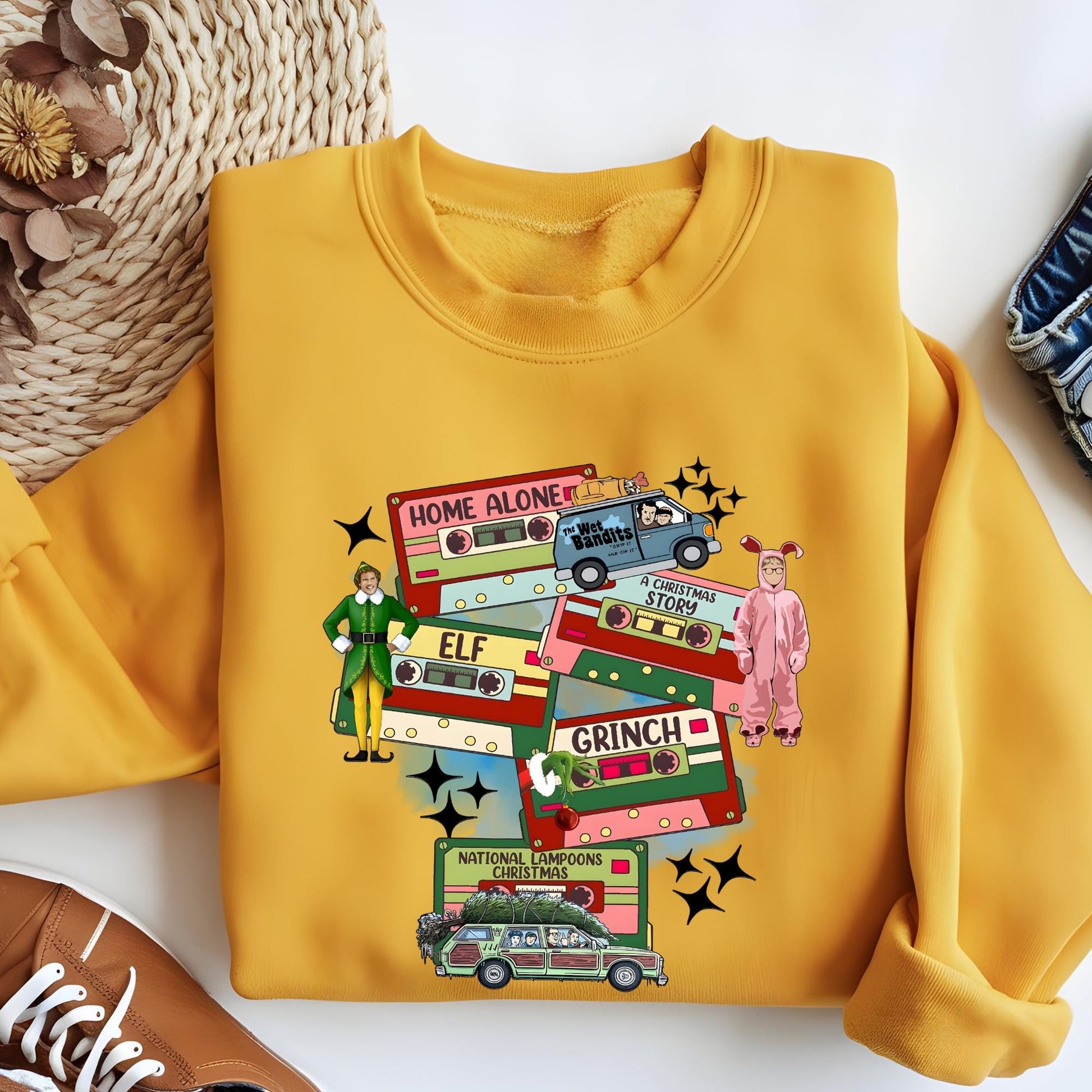 Christmas 90s Movies Sweatshirt, Nostalgic Christmas VHS Movies Sweater, Retro Christmas Movies Hoodie
