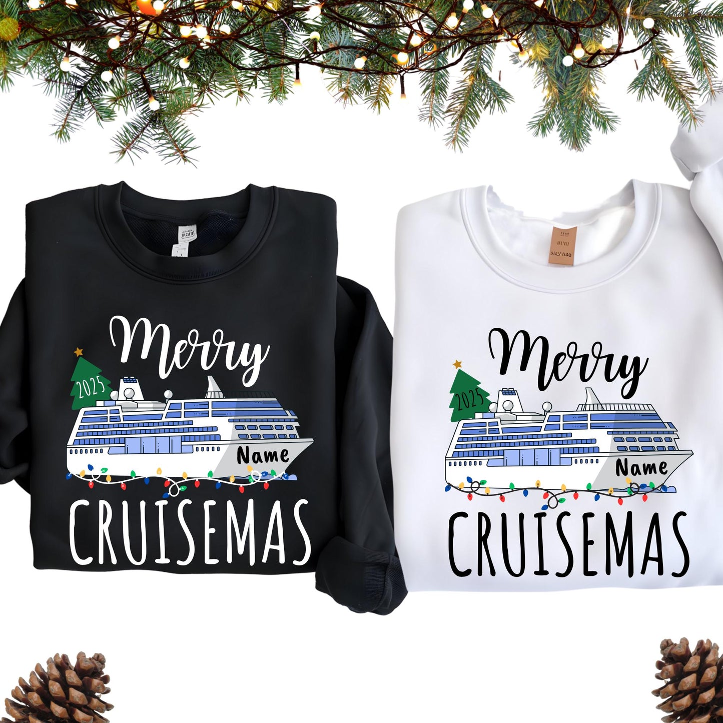 Personalized Christmas Cruise 2025 Sweatshirt, Custom Xmas Vacation Sweat Christmas Gifts