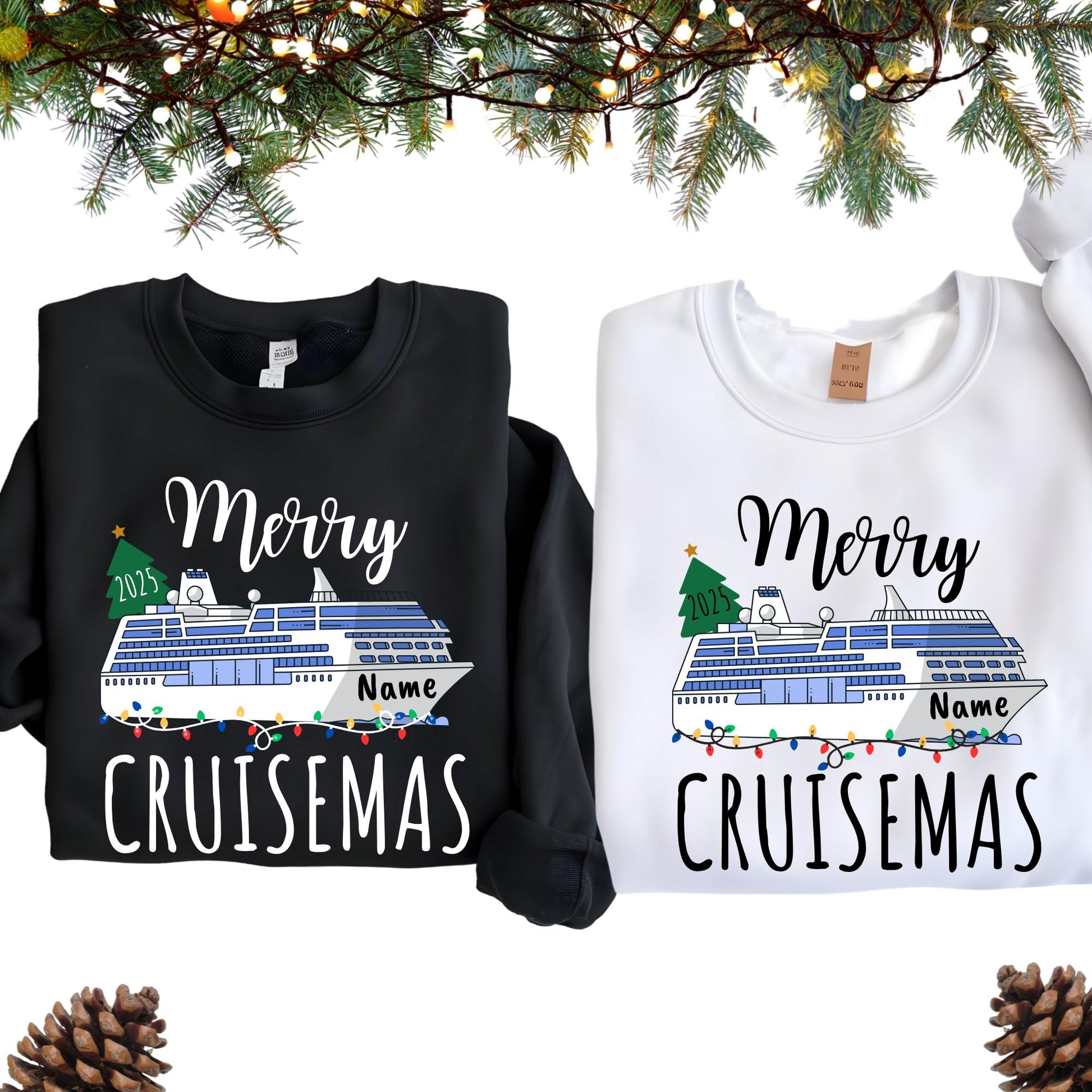 Personalized Christmas Cruise 2025 Sweatshirt, Custom Xmas Vacation Sweat Christmas Gifts