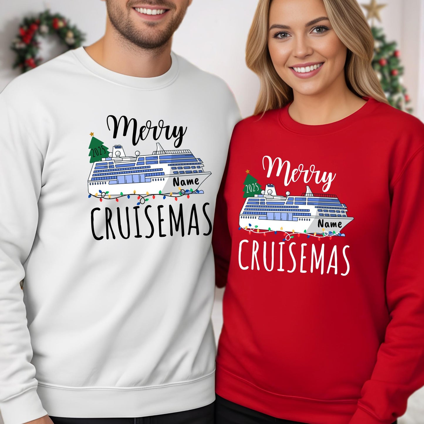 Personalized Christmas Cruise 2025 Sweatshirt, Custom Xmas Vacation Sweat Christmas Gifts