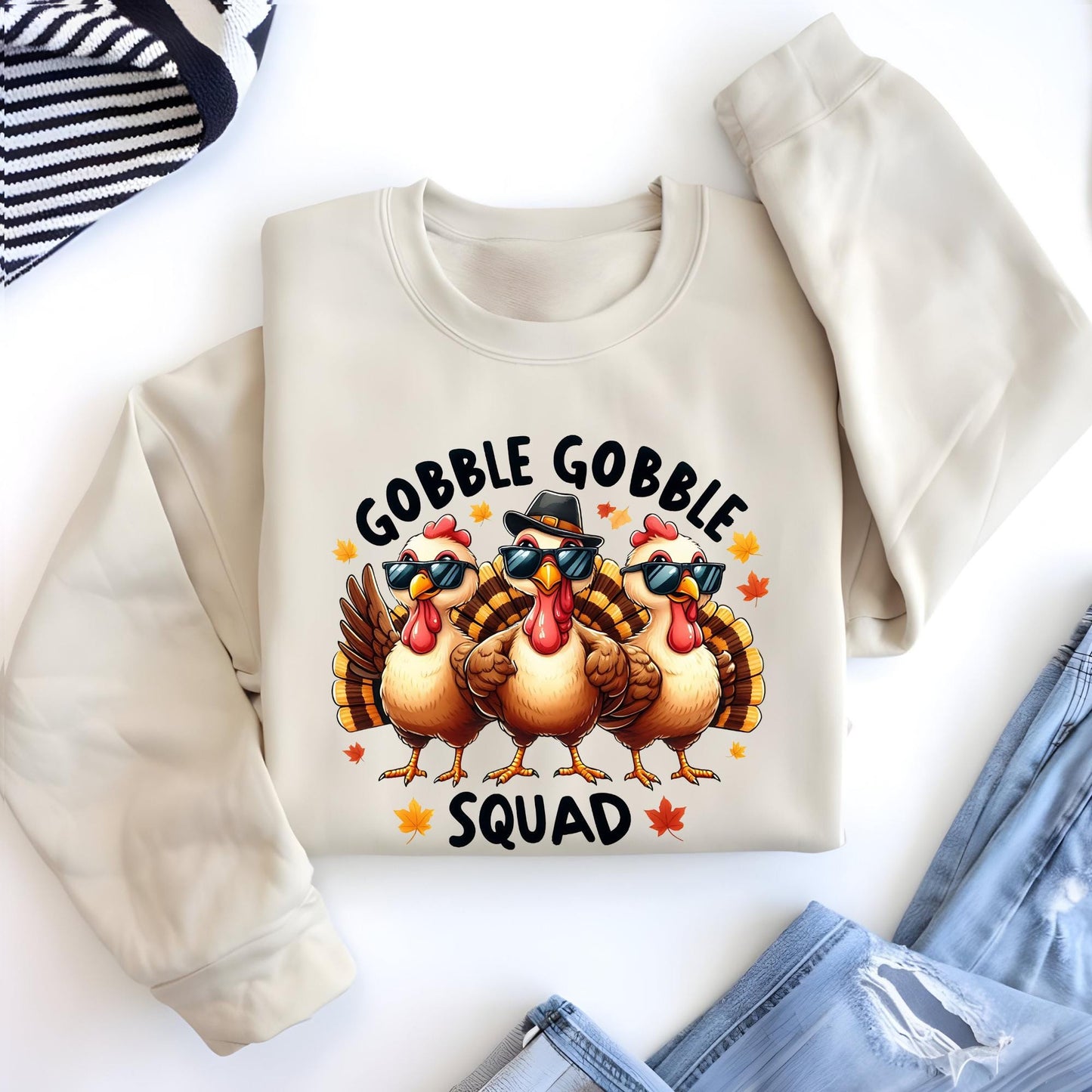 Thanksgiving Gobble Squad Sweatshirt, Funny Turkey Hoodie Autumn Sweater