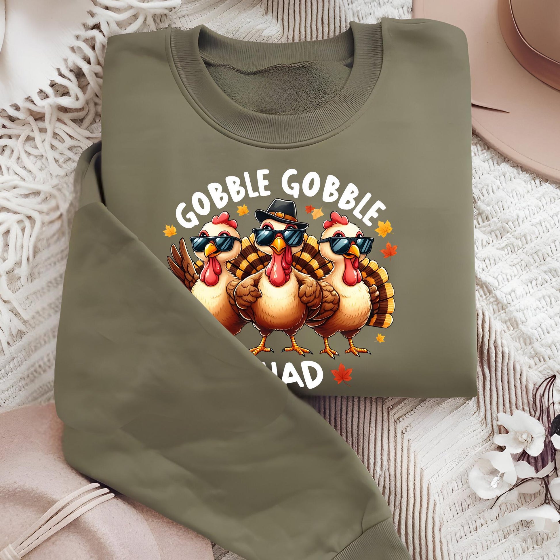 Thanksgiving Gobble Squad Sweatshirt, Funny Turkey Hoodie Autumn Sweater