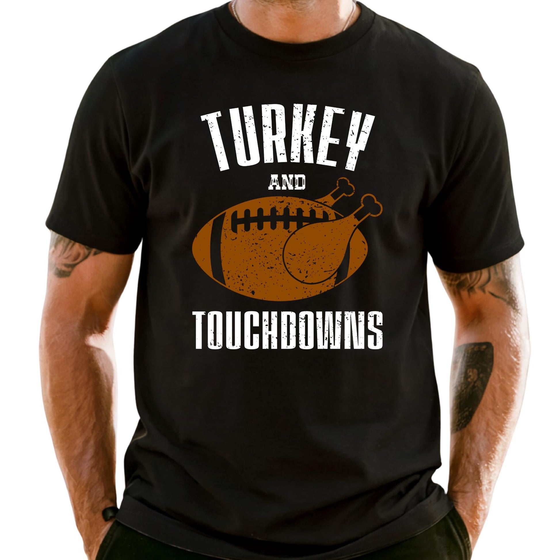 Comfort Colors® Turkey and Touchdowns Shirt, Thanksgiving Gift, Football Lover Tee
