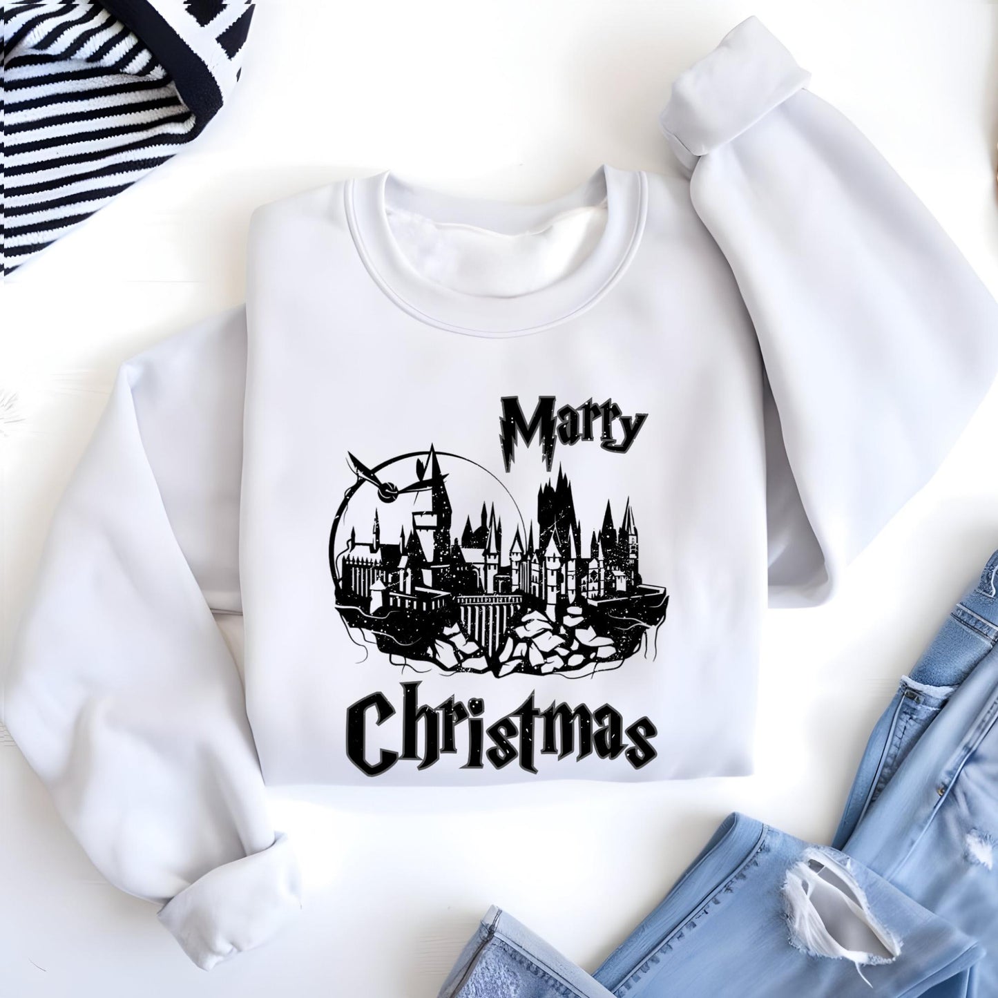 Wizard Castle Sweatshirt, Merry Christmas Hoodie