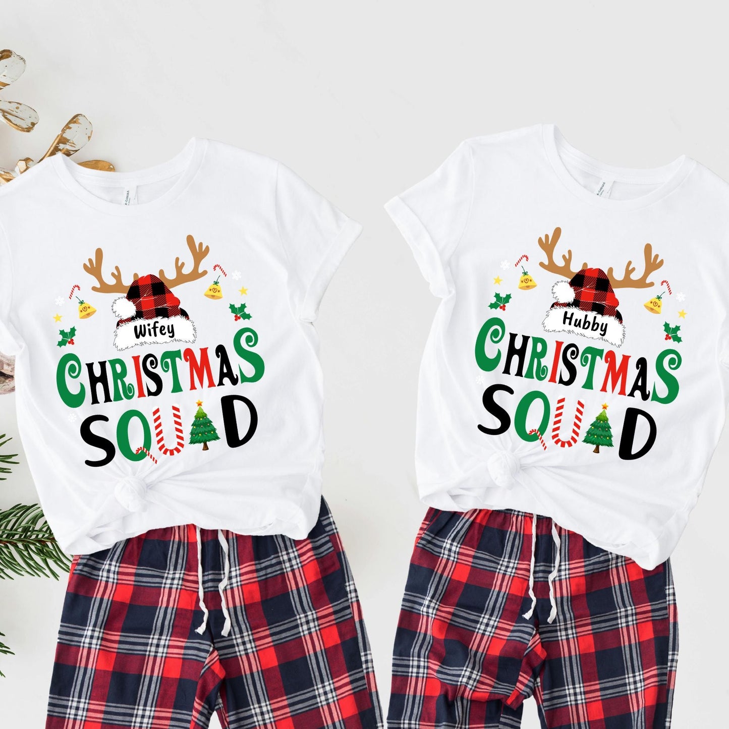 Personalized Christmas Squad Reindeer Shirt Xmas Group Tee Family Matching Pajamas