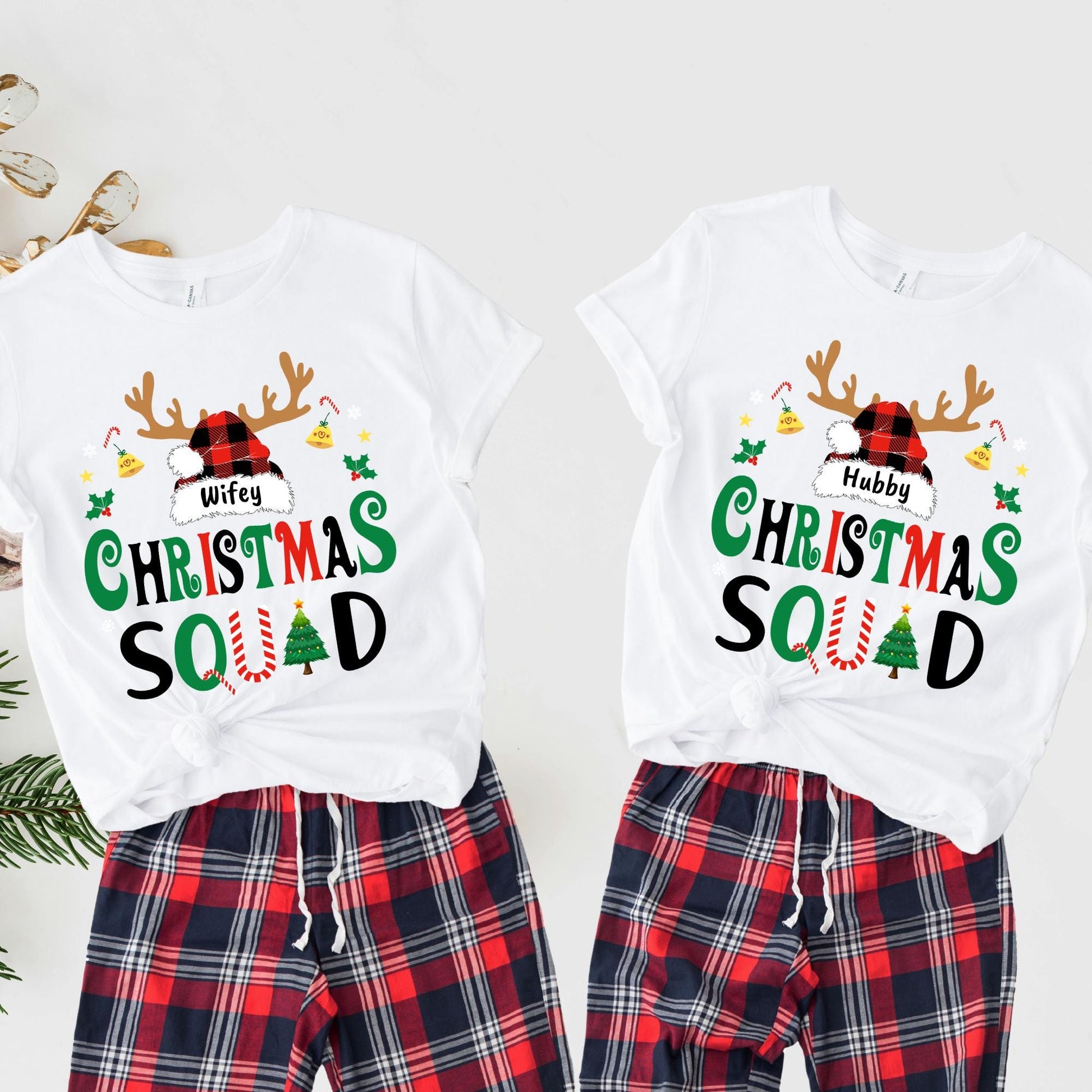 Personalized Christmas Squad Reindeer Shirt Xmas Group Tee Family Matching Pajamas