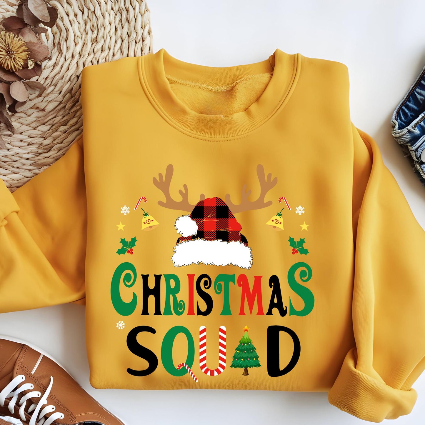 Custom Christmas Squad Sweatshirt Xmas Family Matching Hoodie Reunion Gift