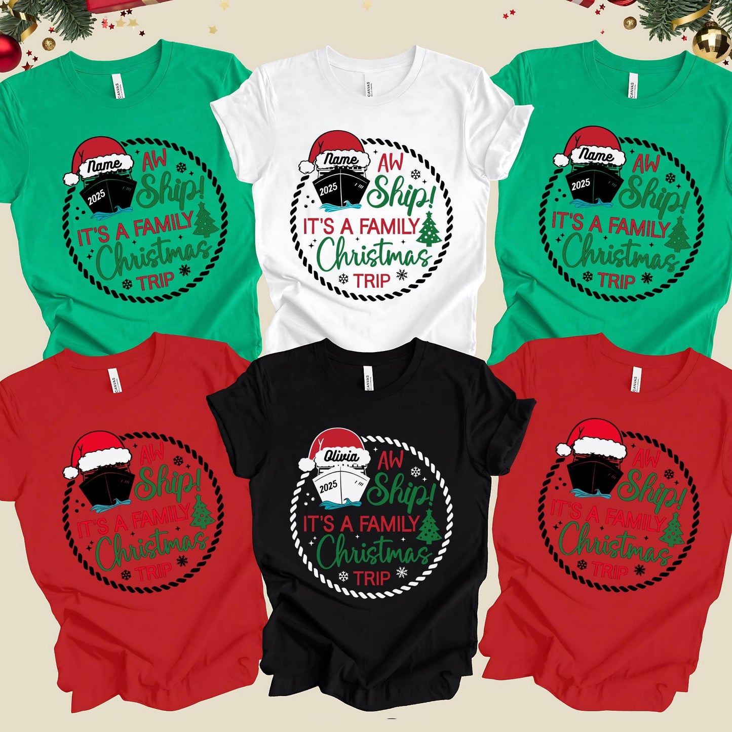Custom Christmas Shirt: Aw Ship It's A Family Christmas Trip Tee, Cruise Xmas Gift