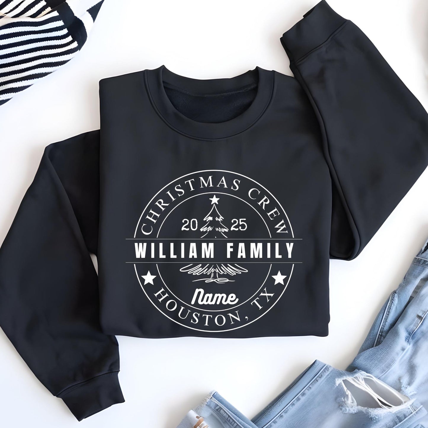 Custom Christmas Crew Sweatshirt: Family Reunion Name State Year Hoodie Xmas Gift