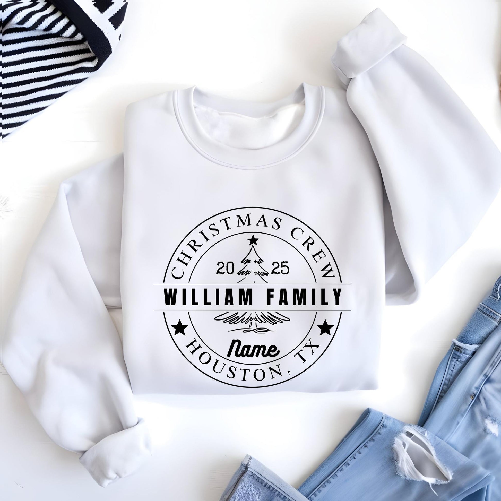 Custom Christmas Crew Sweatshirt: Family Reunion Name State Year Hoodie Xmas Gift
