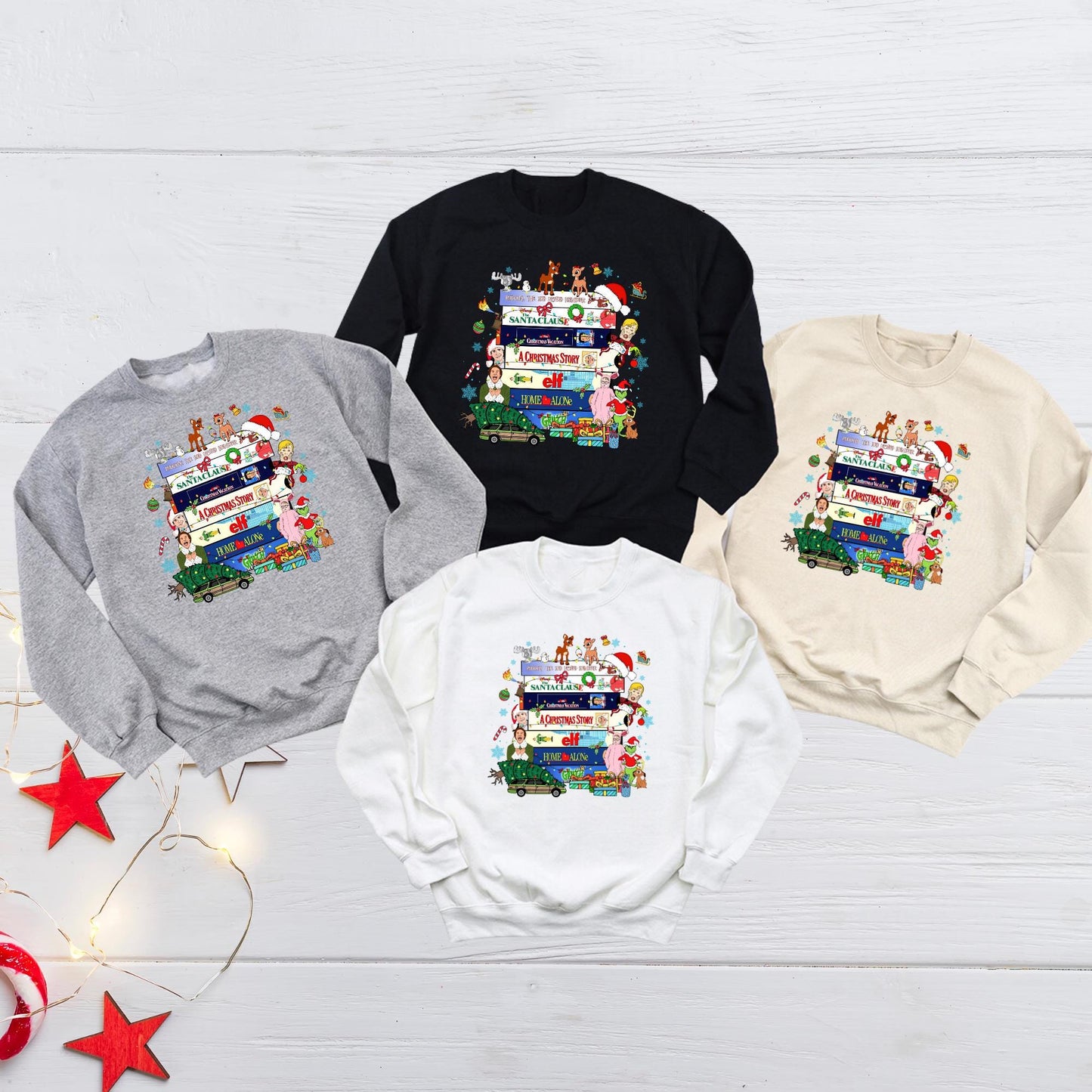 Vintage Christmas VHS Movies Sweatshirt: 90s Movie Christmas Shirts For Women