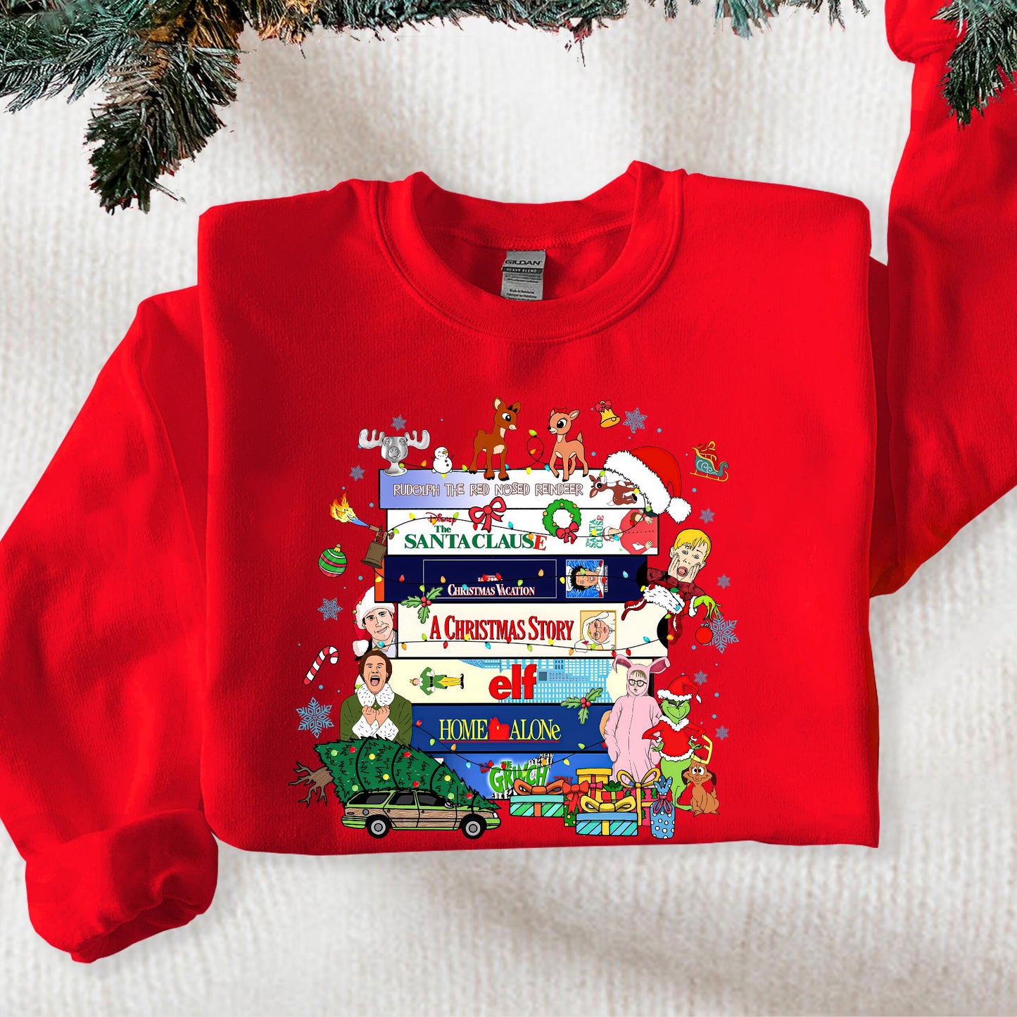 Vintage Christmas VHS Movies Sweatshirt: 90s Movie Christmas Shirts For Women