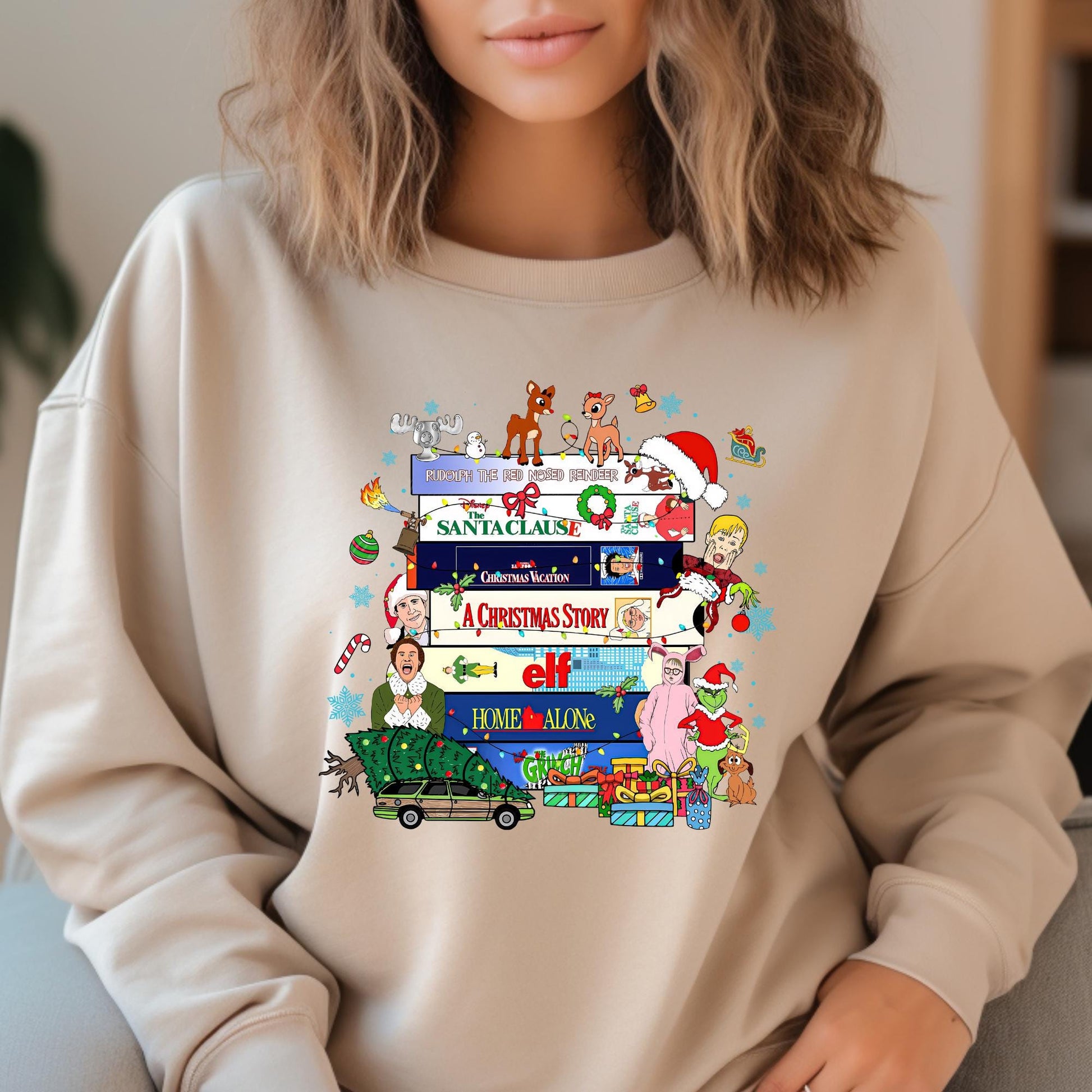 Vintage Christmas VHS Movies Sweatshirt: 90s Movie Christmas Shirts For Women