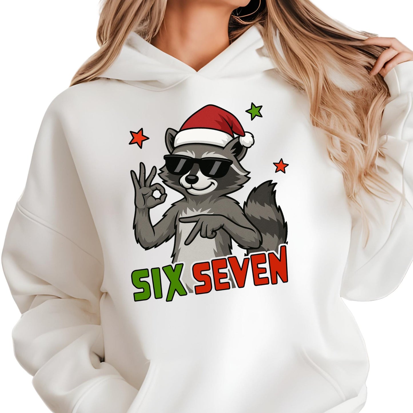 Six Seven Sweatshirt, 6 7 Christmas Sweat, Raccoon Viral Tiktok Xmas Hoodie