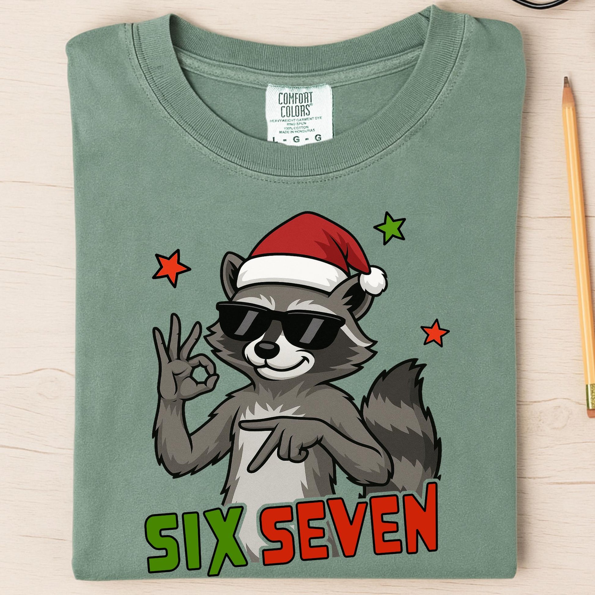 Comfort Colors® Six Seven Christmas Shirt 6 7 Meme Raccoon Tee