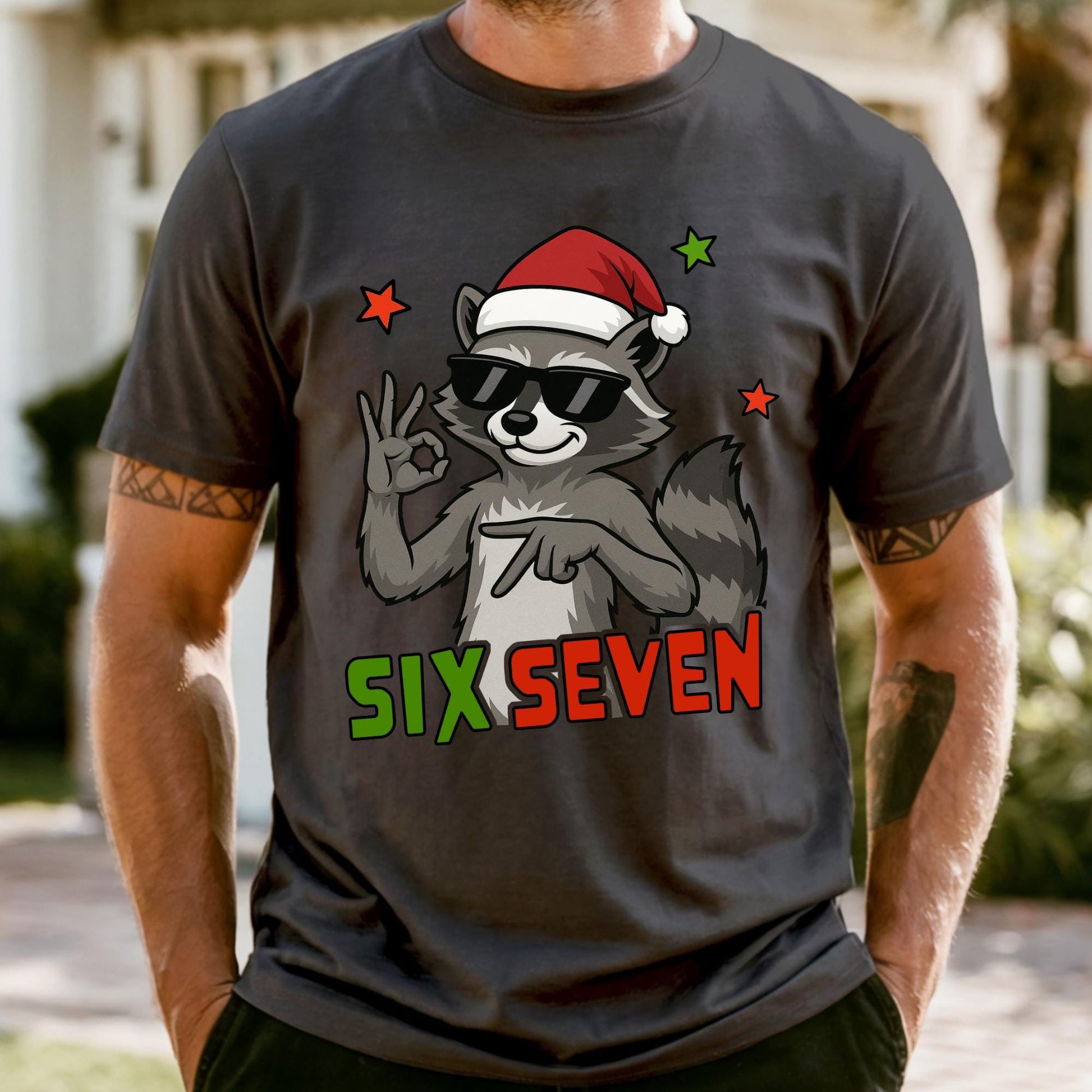 Comfort Colors® Six Seven Christmas Shirt 6 7 Meme Raccoon Tee