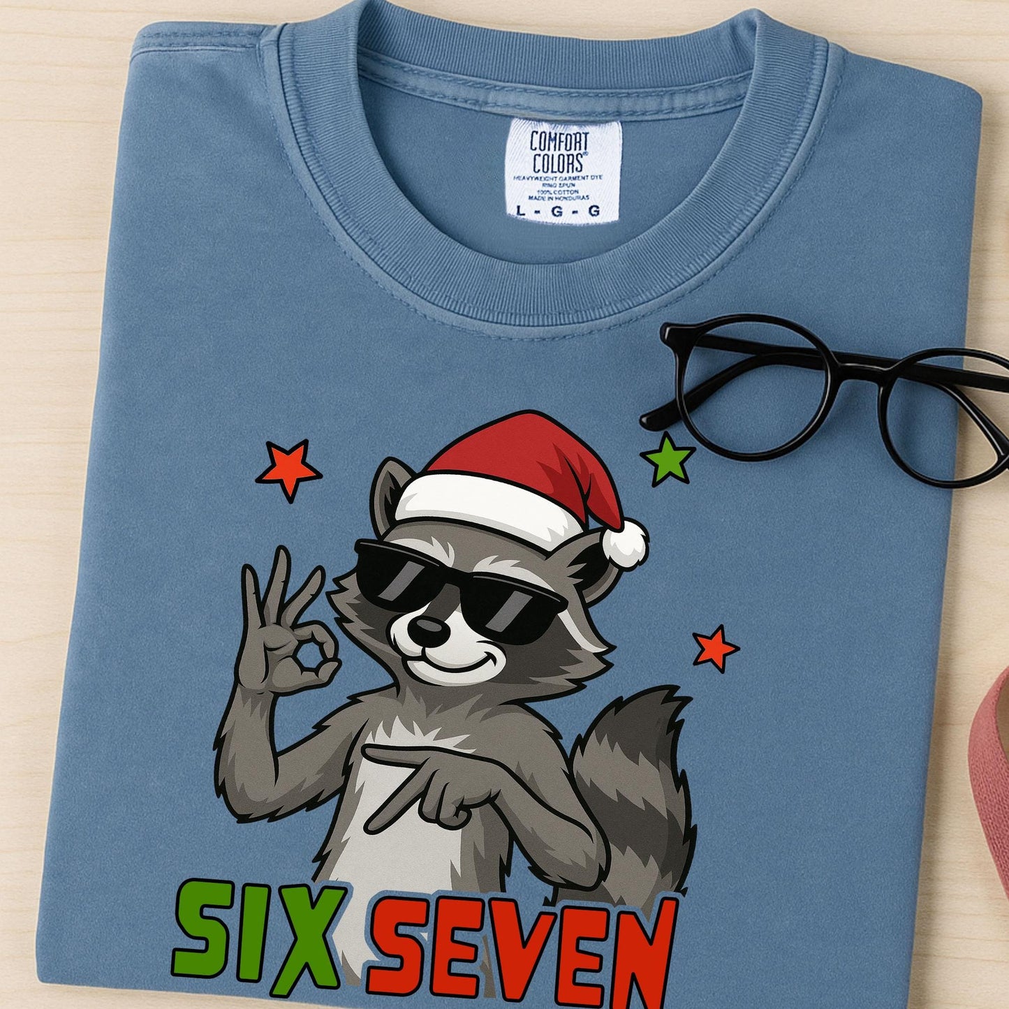 Comfort Colors® Six Seven Christmas Shirt 6 7 Meme Raccoon Tee