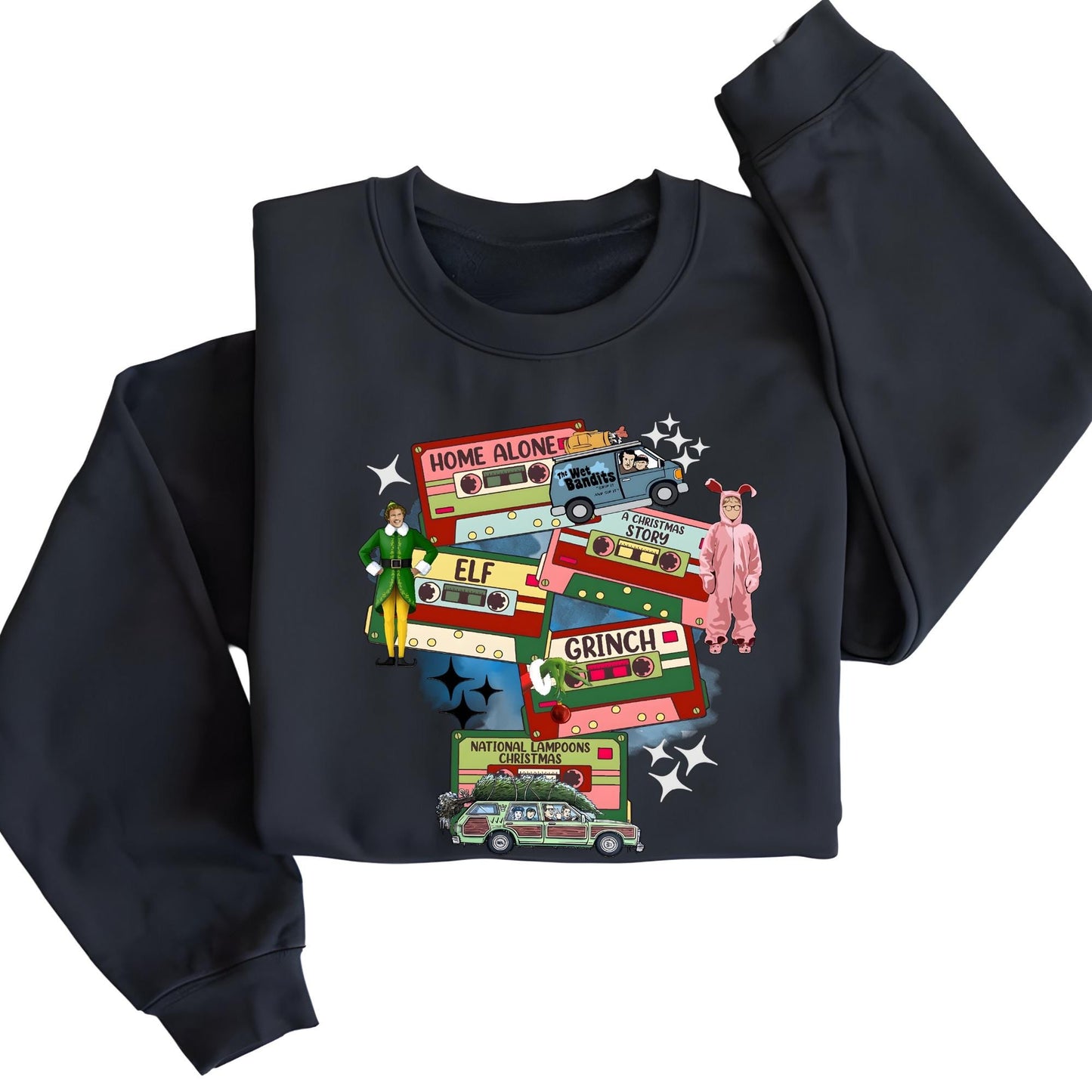 Christmas 90s Movies Sweatshirt, Nostalgic Christmas VHS Movies Sweater, Retro Christmas Movies Hoodie