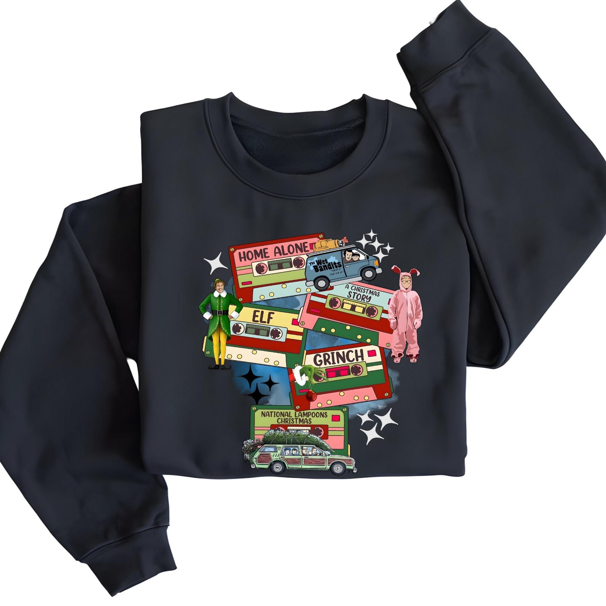 Christmas 90s Movies Sweatshirt, Nostalgic Christmas VHS Movies Sweater, Retro Christmas Movies Hoodie