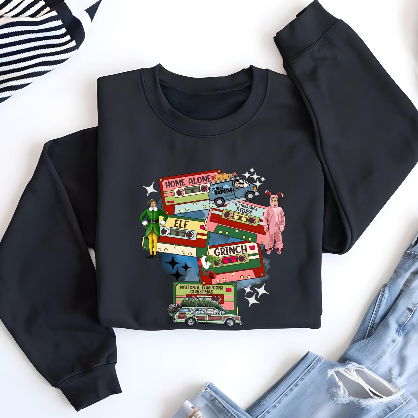Christmas 90s Movies Sweatshirt, Nostalgic Christmas VHS Movies Sweater, Retro Christmas Movies Hoodie