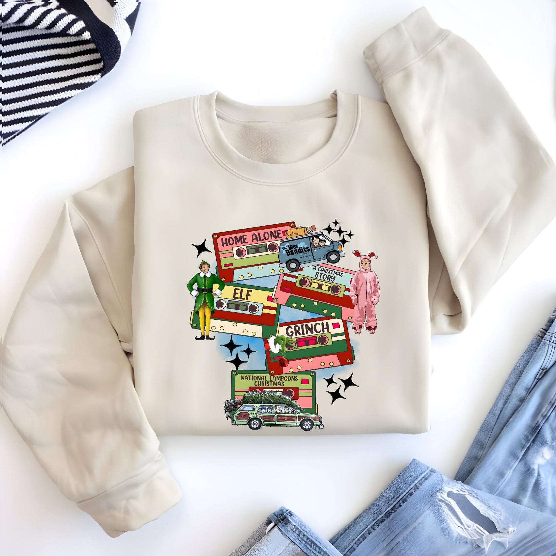 Christmas 90s Movies Sweatshirt, Nostalgic Christmas VHS Movies Sweater, Retro Christmas Movies Hoodie