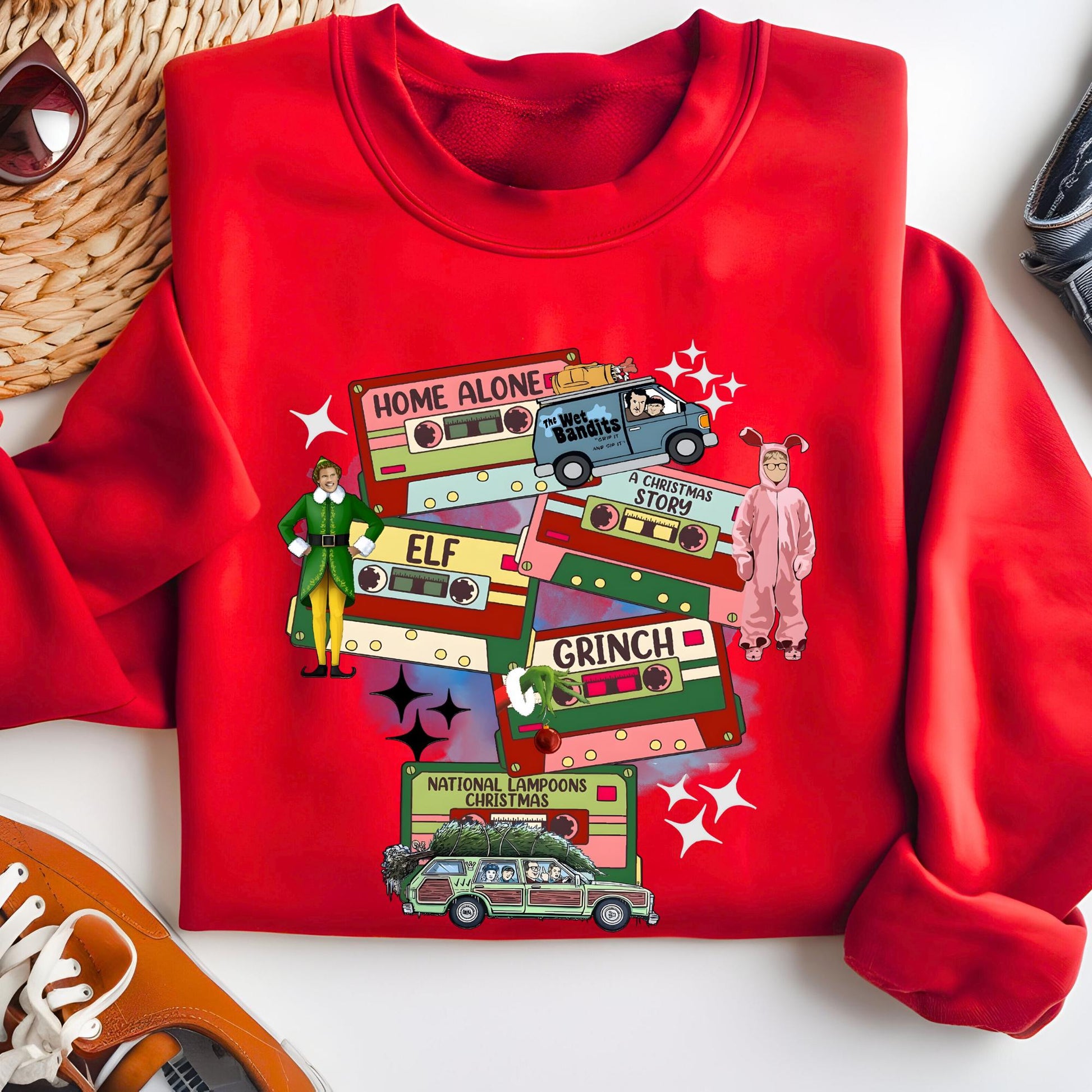 Christmas 90s Movies Sweatshirt, Nostalgic Christmas VHS Movies Sweater, Retro Christmas Movies Hoodie