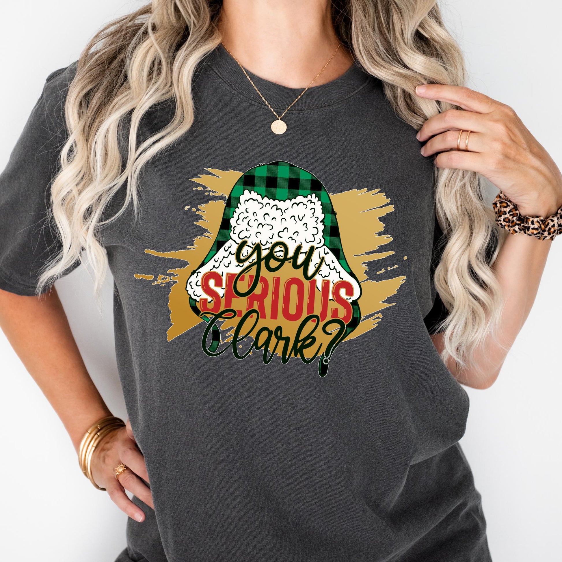 Comfort Colors® 90s Style Christmas Shirt: You Serious Clark