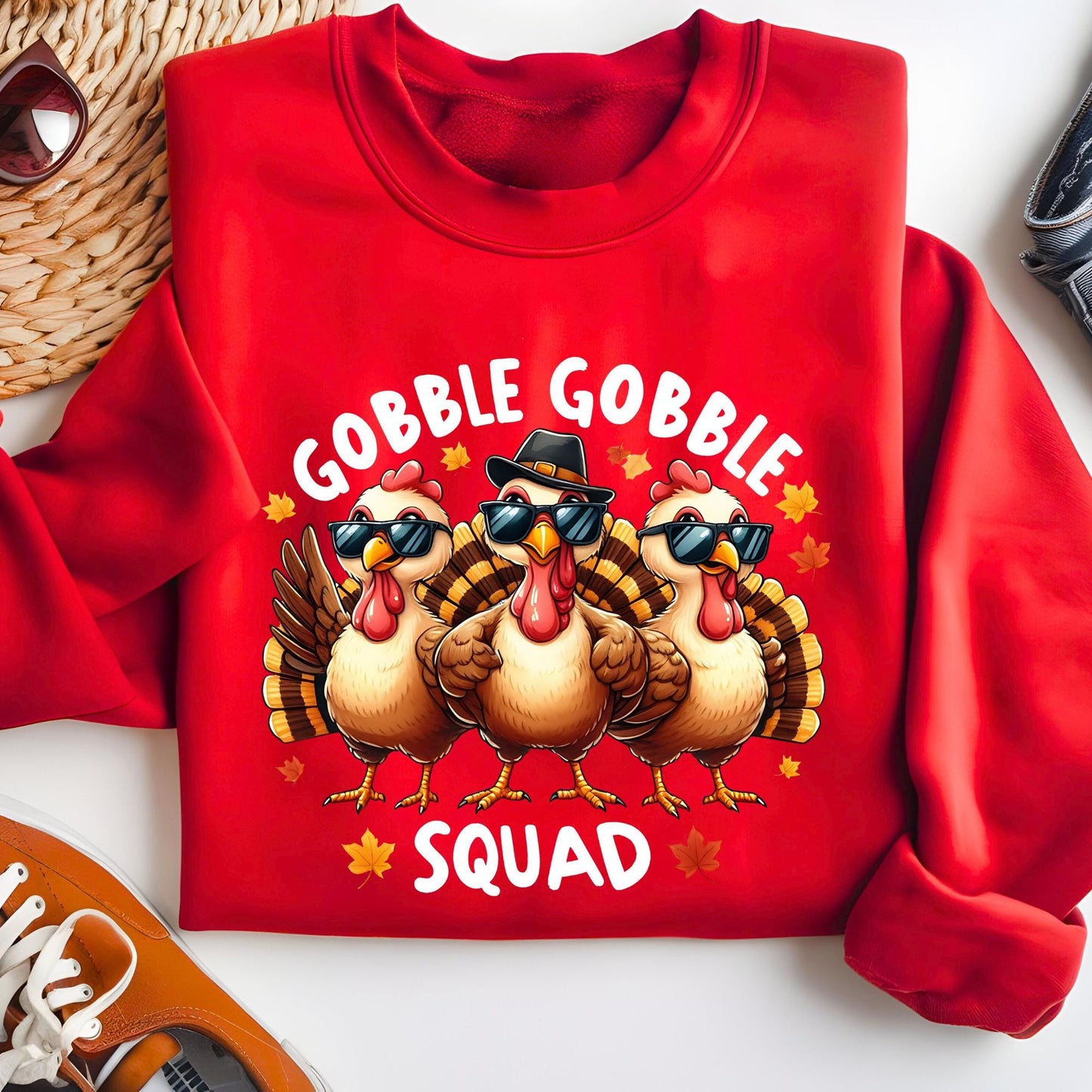 Thanksgiving Gobble Squad Sweatshirt, Funny Turkey Hoodie Autumn Sweater