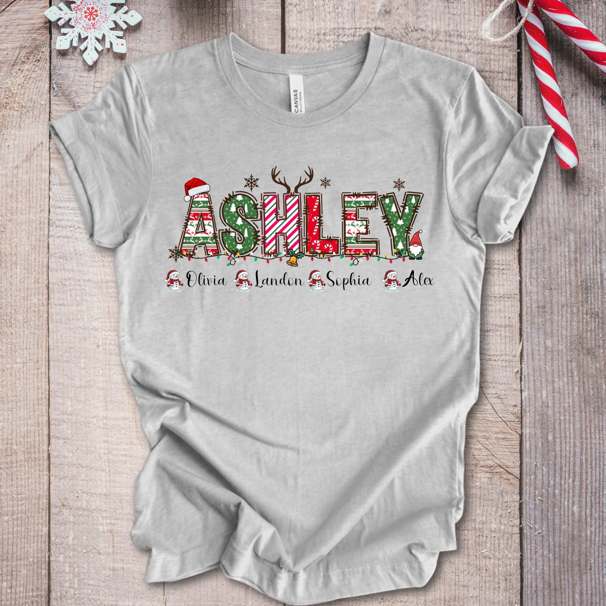 Custom Grandma Shirt with Grandkids Name, Christmas Grandpa Tee, Grandparents Matching T-shirt