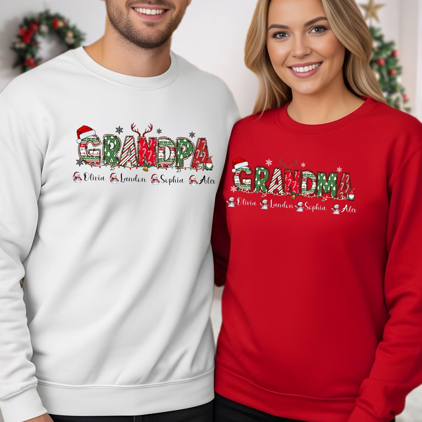 Custom Christmas Sweater, Grandma Sweatshirt, Personalized Grandkids Name Sweat, Grandpa Hoodie