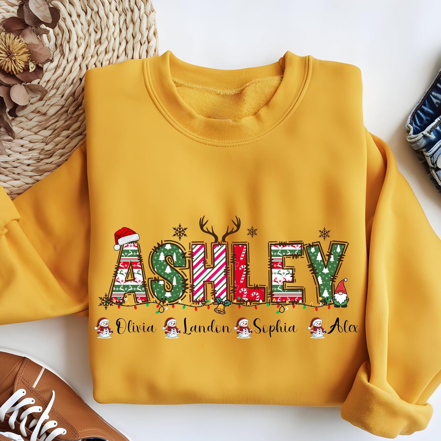 Custom Christmas Sweater, Grandma Sweatshirt, Personalized Grandkids Name Sweat, Grandpa Hoodie