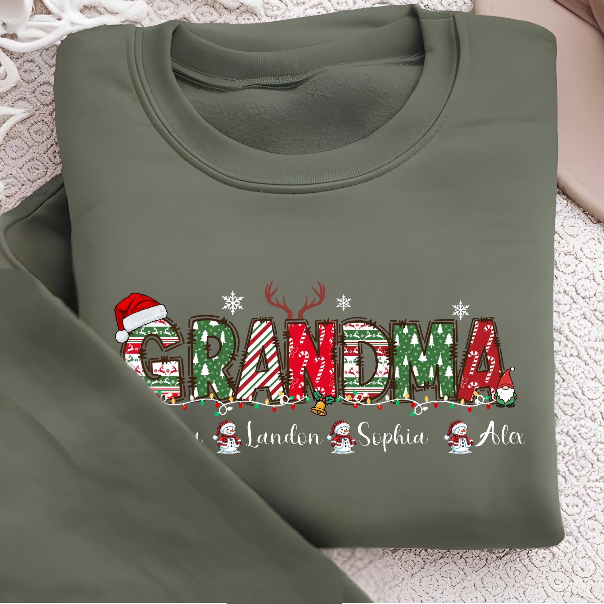 Custom Christmas Sweater, Grandma Sweatshirt, Personalized Grandkids Name Sweat, Grandpa Hoodie