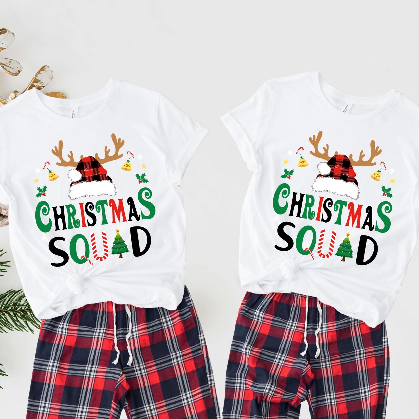 Personalized Christmas Squad Reindeer Shirt Xmas Group Tee Family Matching Pajamas