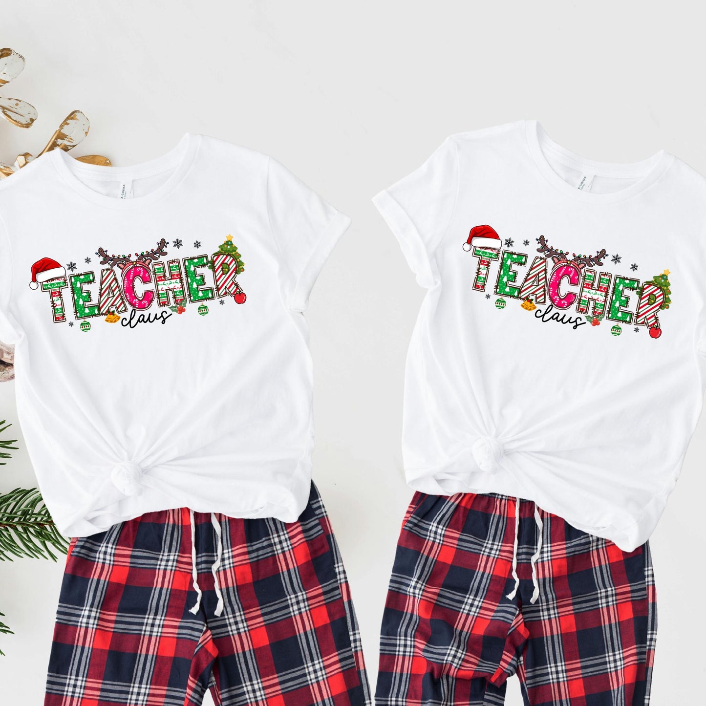 Teacher Claus Shirt Christmas Lights T-shirt Gift For Teachers