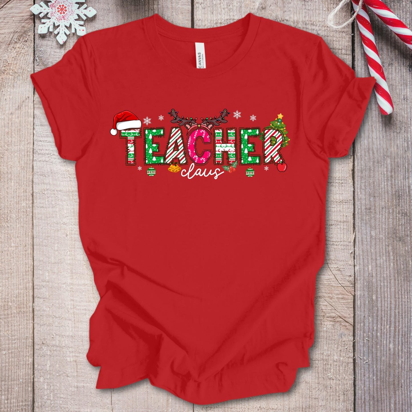 Teacher Claus Shirt Christmas Lights T-shirt Gift For Teachers