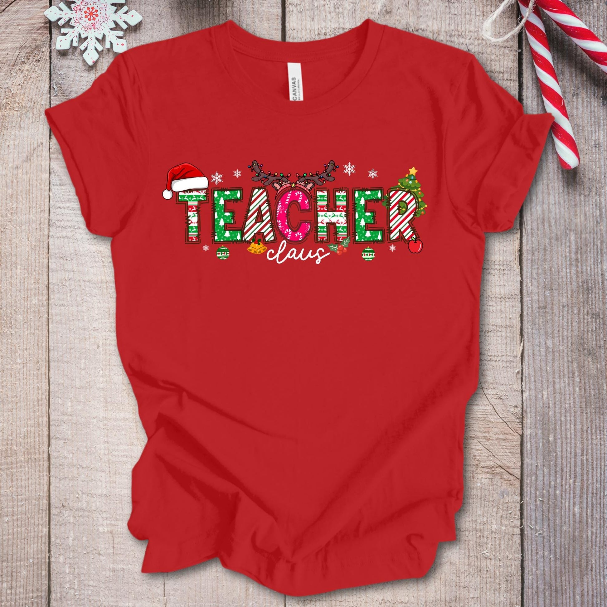 Teacher Claus Shirt Christmas Lights T-shirt Gift For Teachers