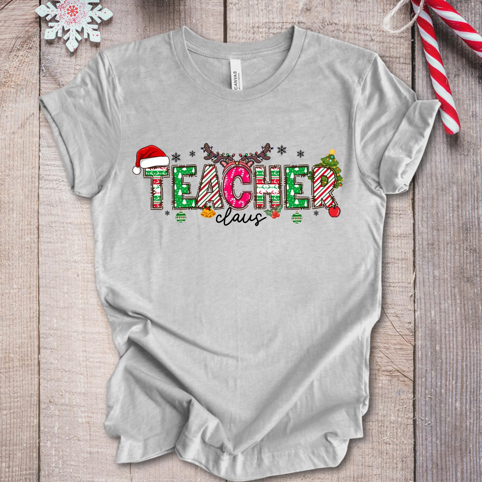 Teacher Claus Shirt Christmas Lights T-shirt Gift For Teachers