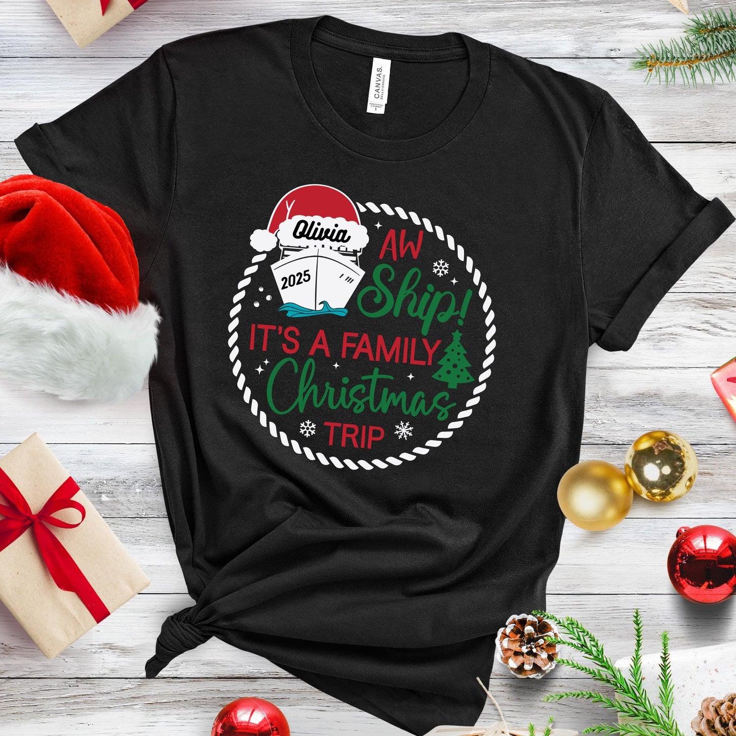 Custom Christmas Shirt: Aw Ship It's A Family Christmas Trip Tee, Cruise Xmas Gift