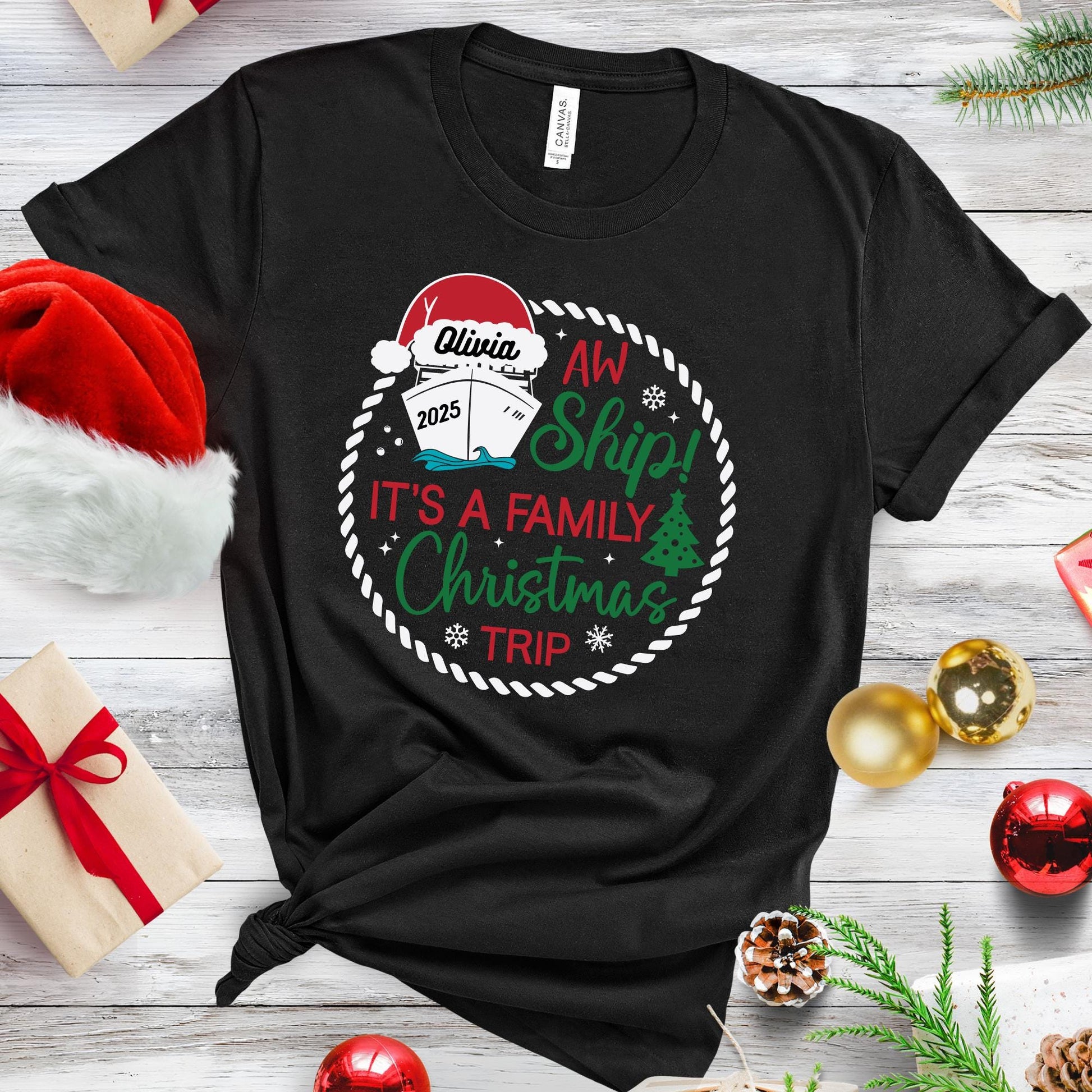 Custom Christmas Shirt: Aw Ship It's A Family Christmas Trip Tee, Cruise Xmas Gift