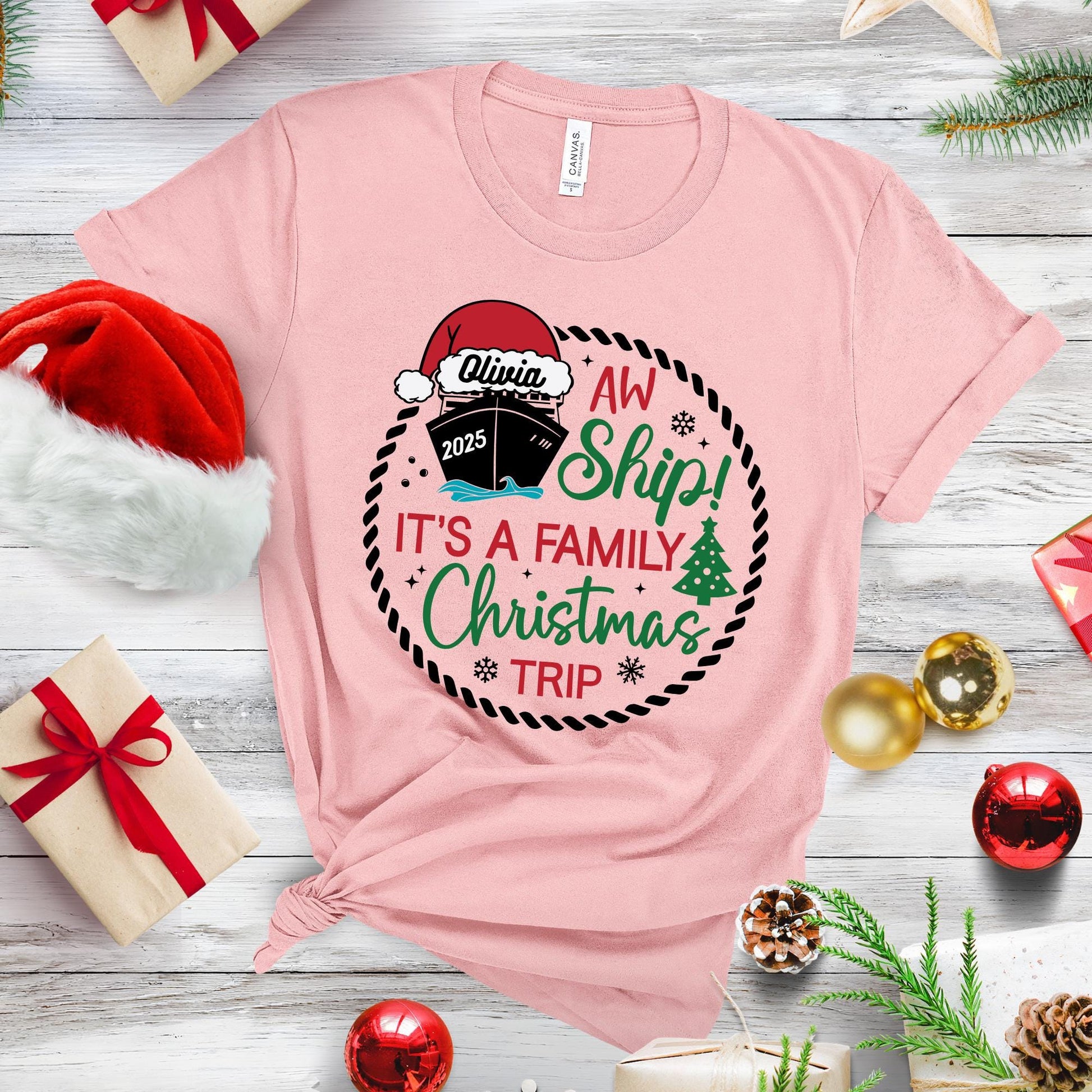 Custom Christmas Shirt: Aw Ship It's A Family Christmas Trip Tee, Cruise Xmas Gift