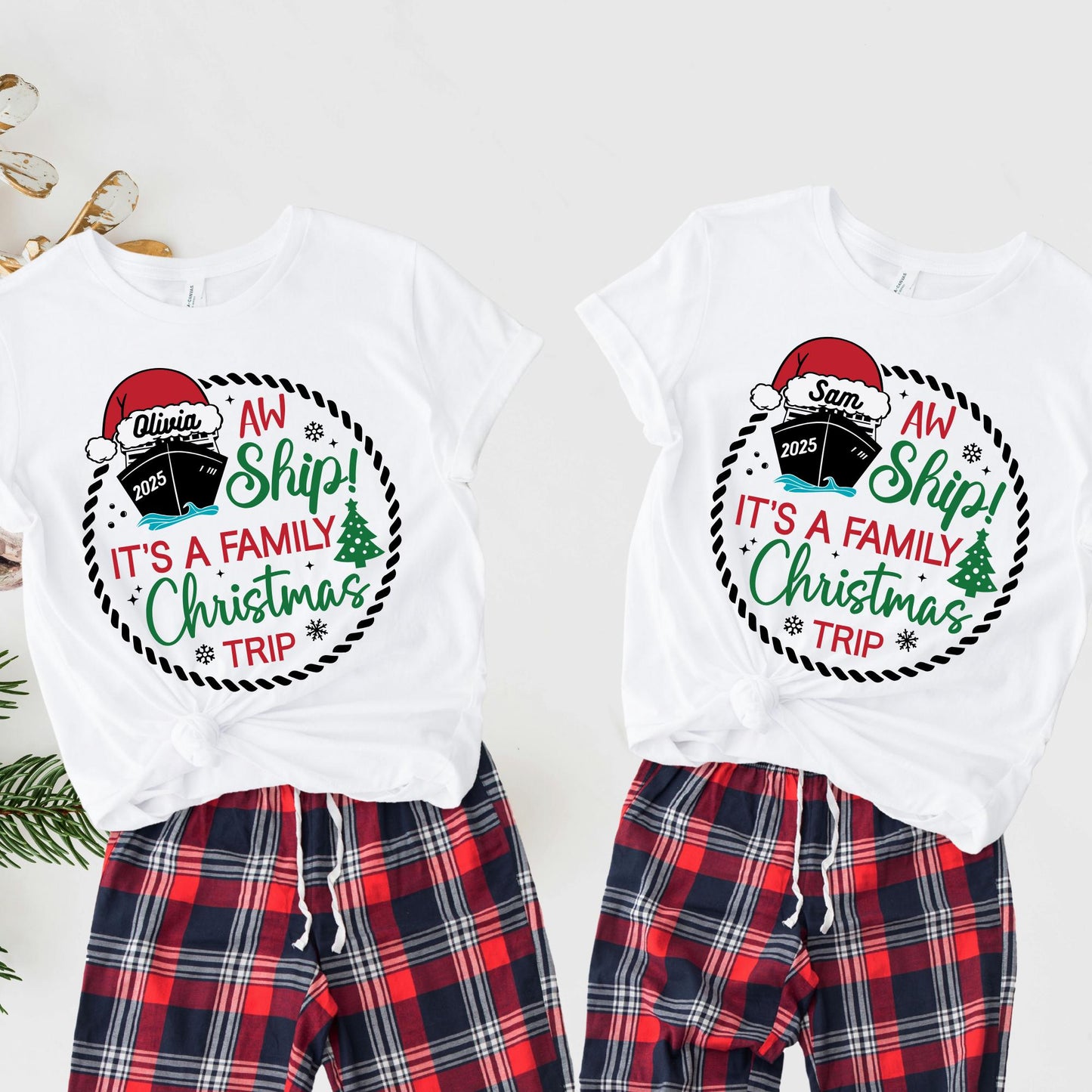 Custom Christmas Shirt: Aw Ship It's A Family Christmas Trip Tee, Cruise Xmas Gift