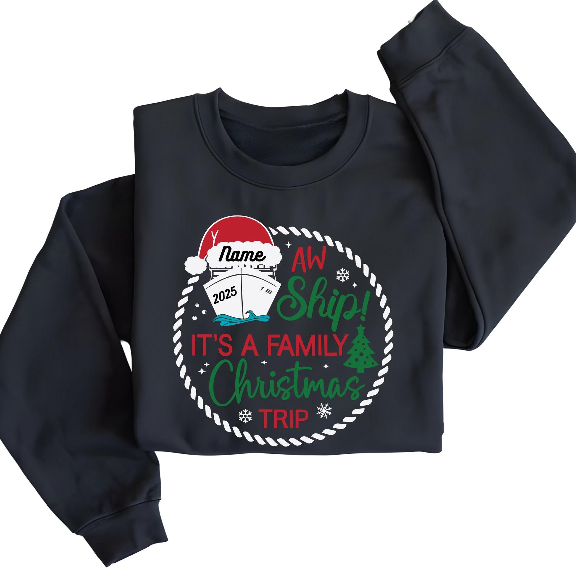 Personalized Christmas Cruise Sweatshirt: Family Matching Hoodie Santa Hat Xmas Gift