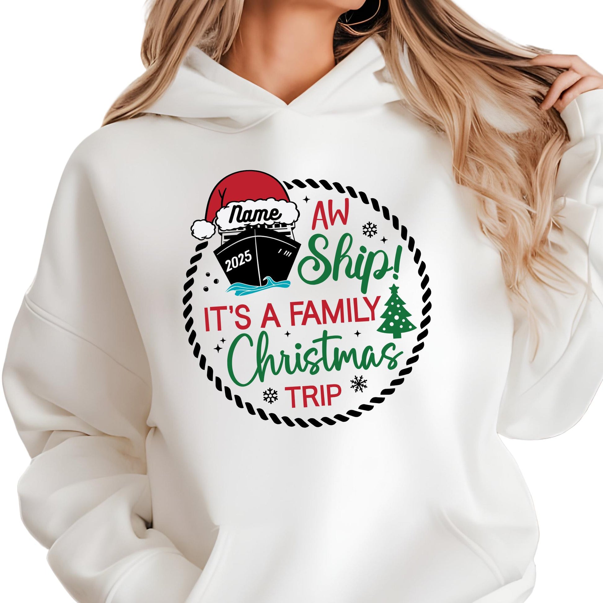 Personalized Christmas Cruise Sweatshirt: Family Matching Hoodie Santa Hat Xmas Gift