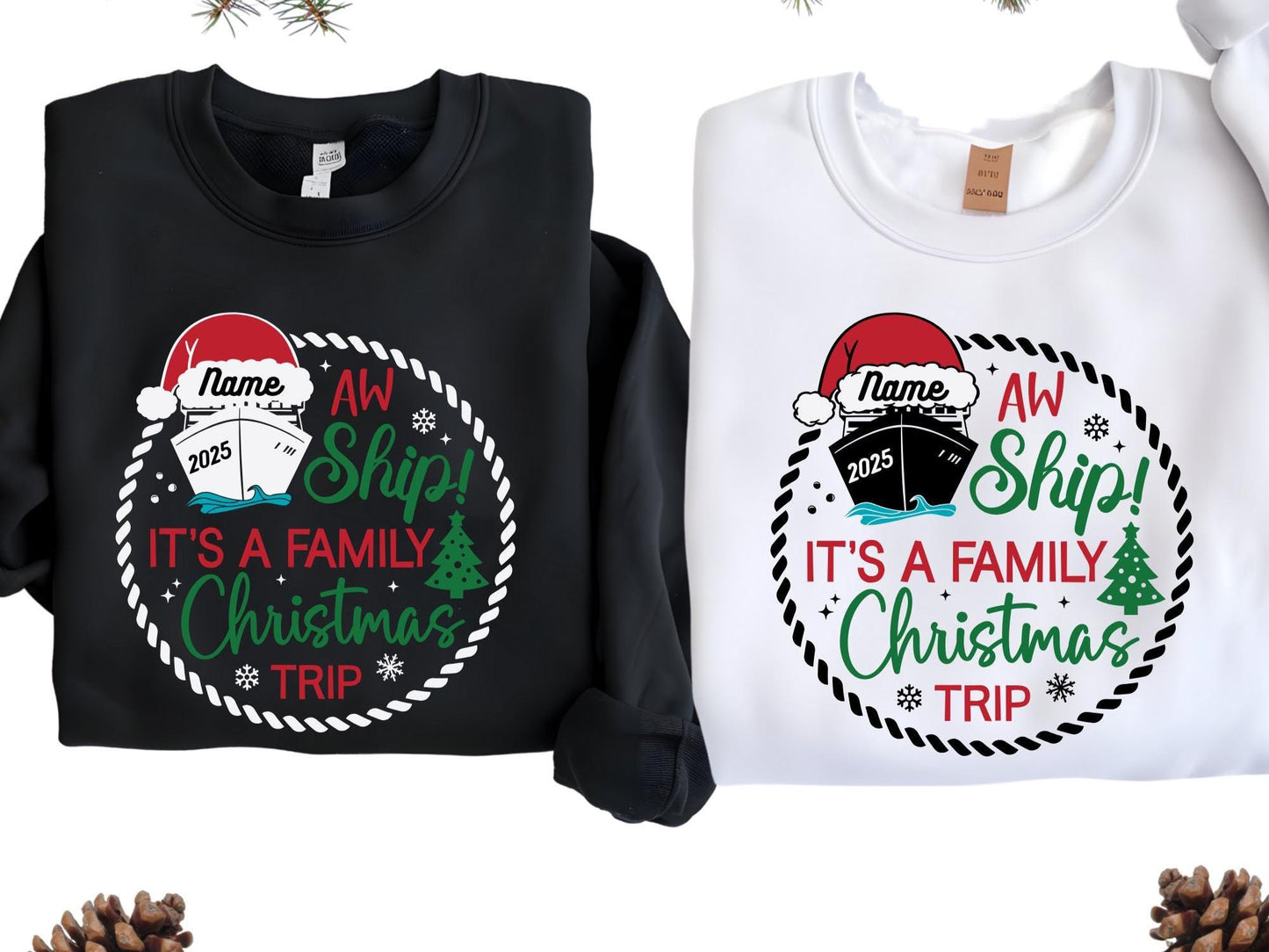 Personalized Christmas Cruise Sweatshirt: Family Matching Hoodie Santa Hat Xmas Gift