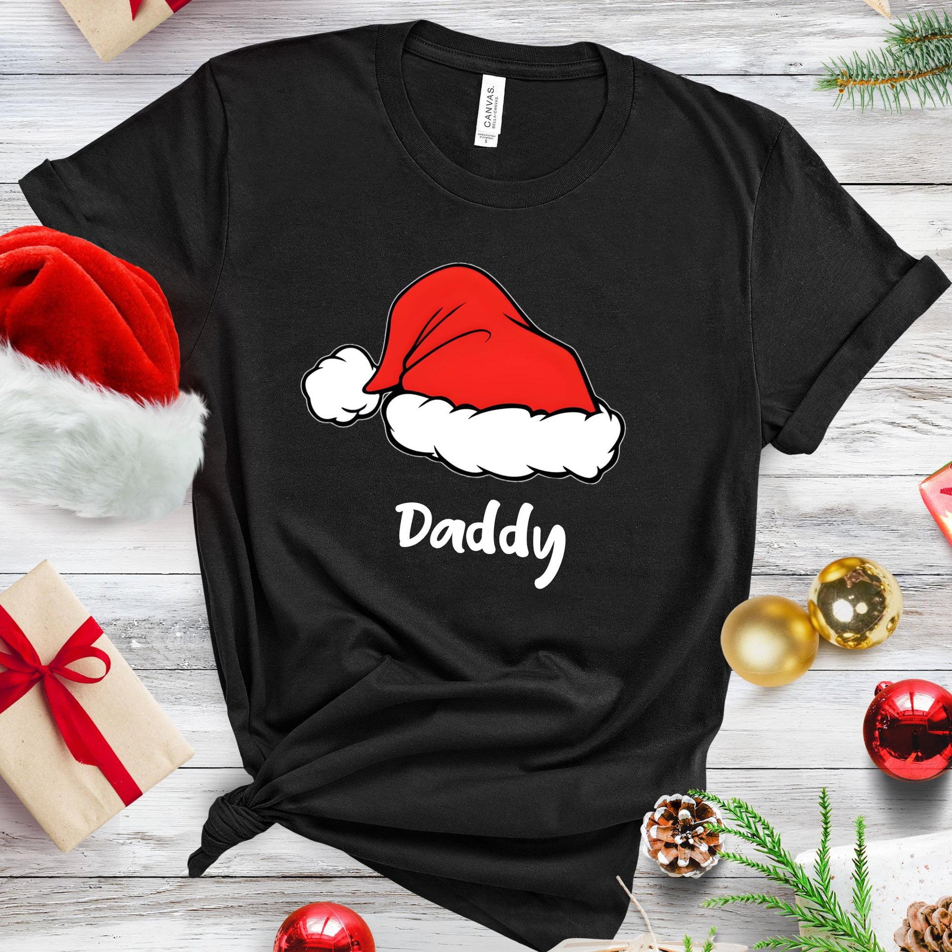 Custom Family Christmas Shirt: Santa Hat Name Matching Xmas Tee