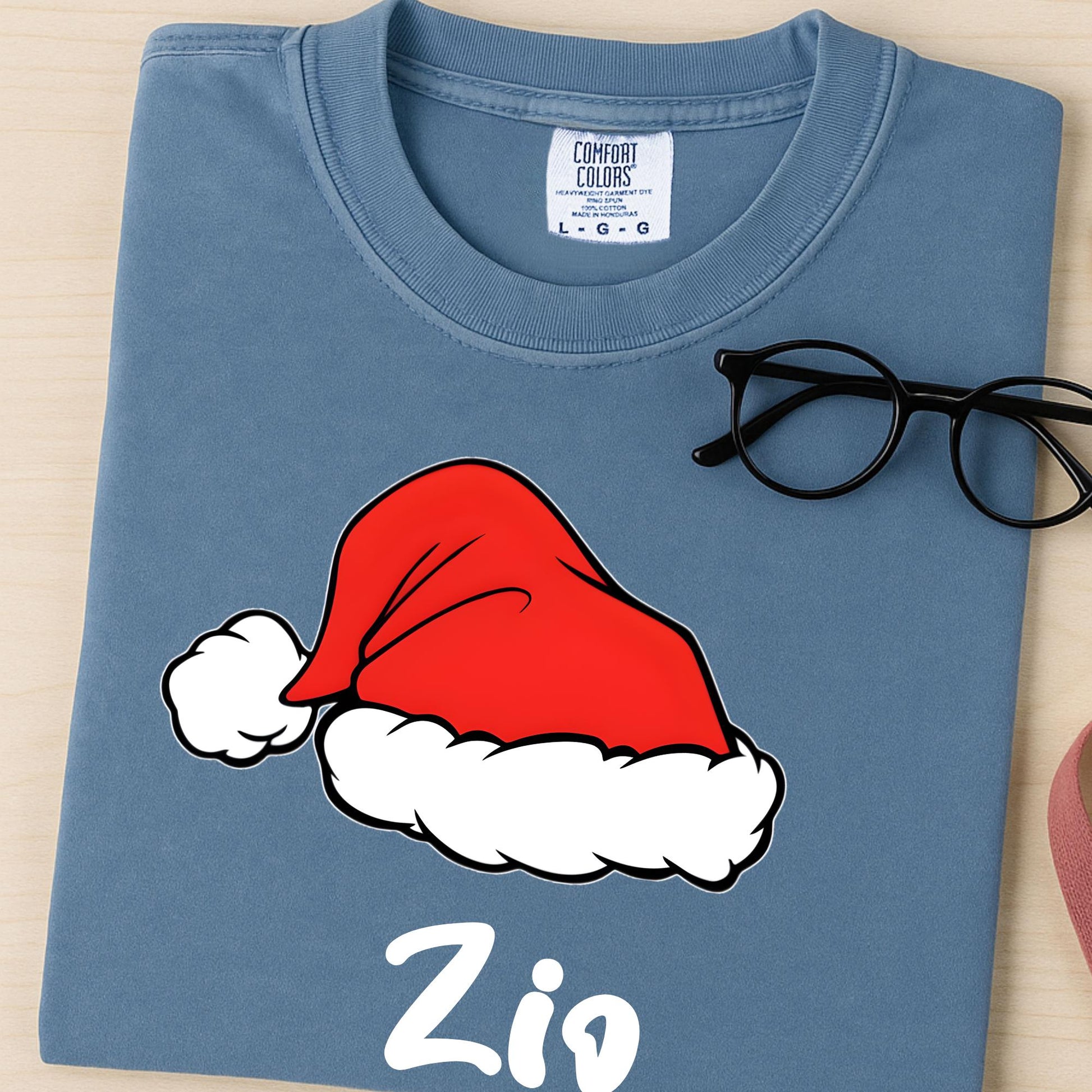 Comfort Colors® Santa Hat Shirt, Custom Christmas T-shirt, Family Matching Tee Xmas Gifts
