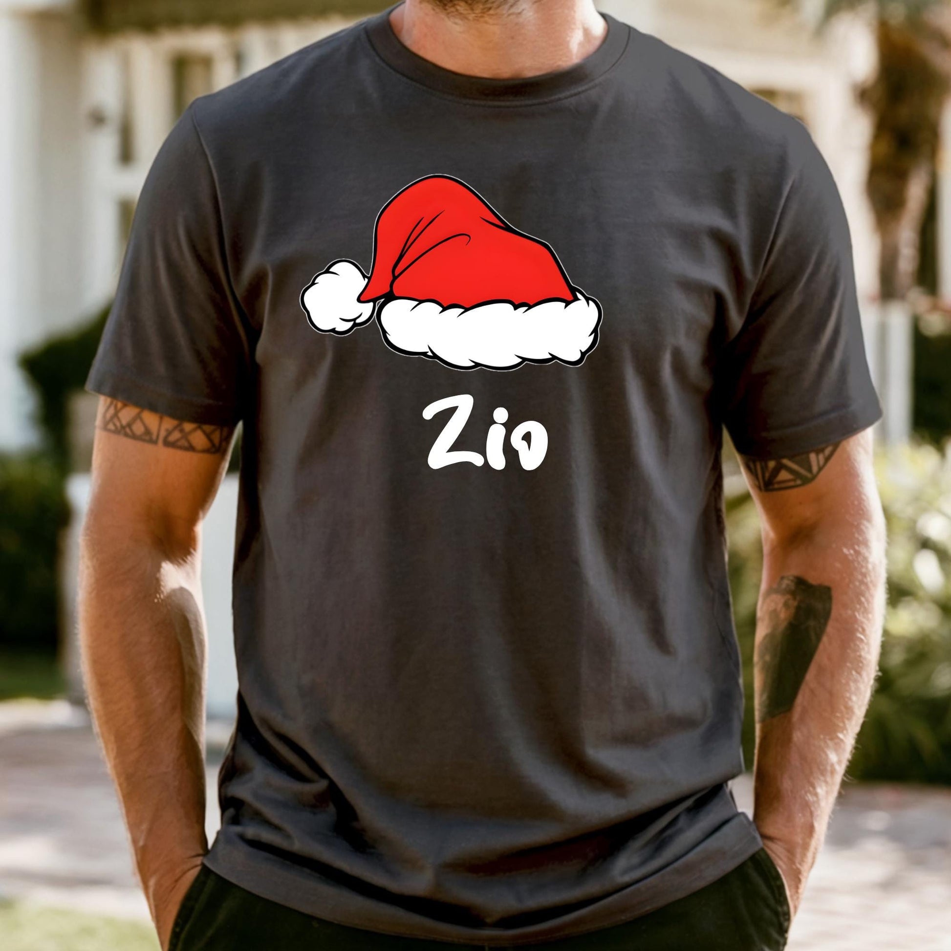 Comfort Colors® Santa Hat Shirt, Custom Christmas T-shirt, Family Matching Tee Xmas Gifts