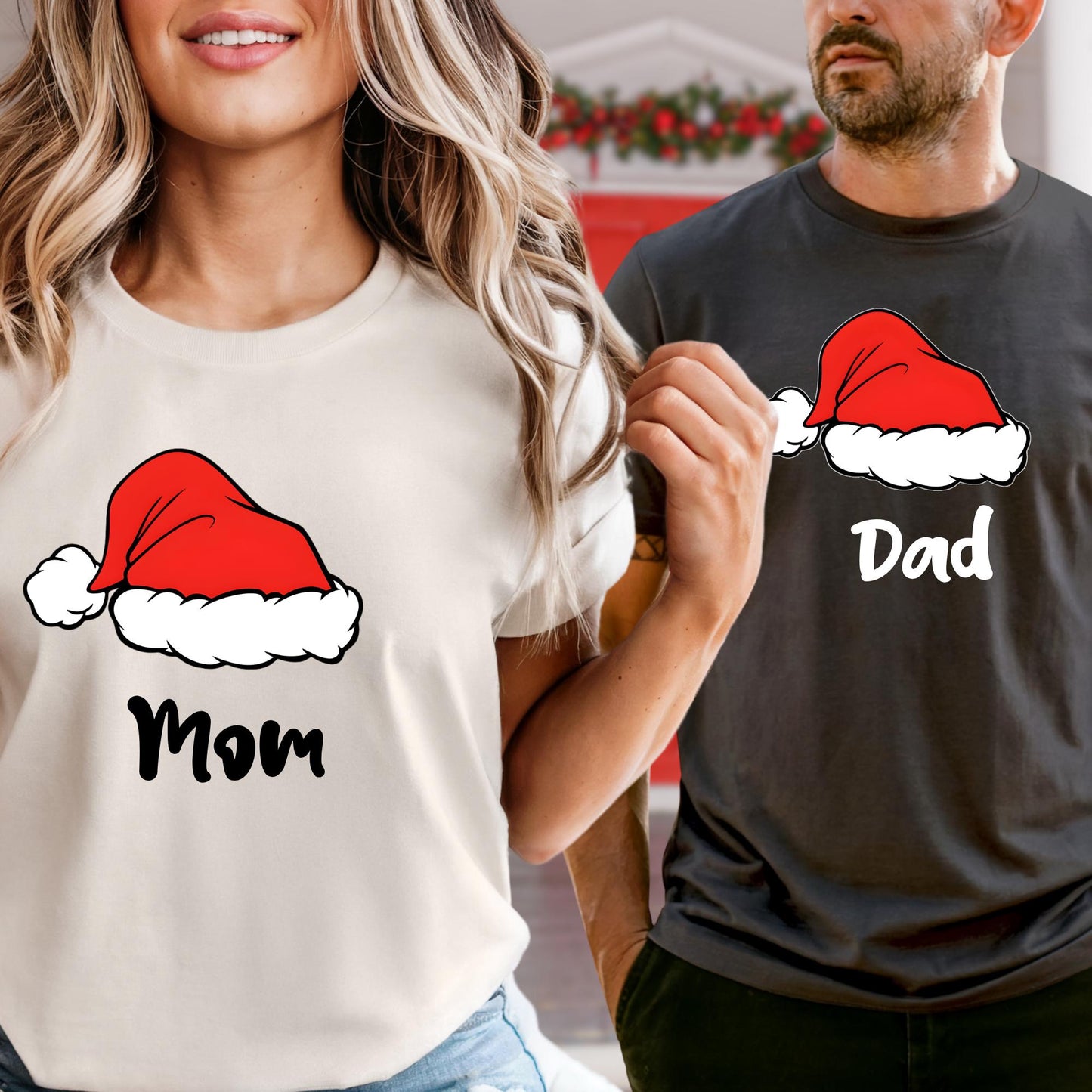 Comfort Colors® Santa Hat Shirt, Custom Christmas T-shirt, Family Matching Tee Xmas Gifts