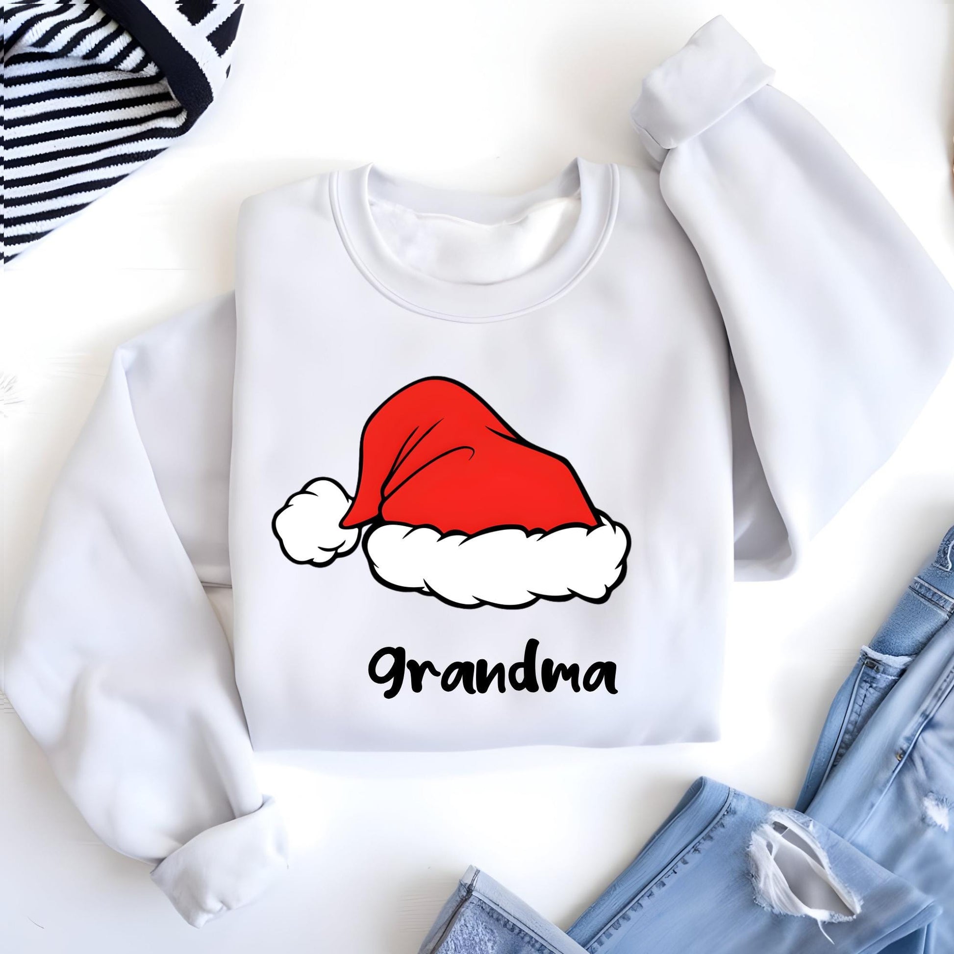 Personalized Santa Hat Sweatshirt, Custom Family Matching Hoodie, Christmas Gift